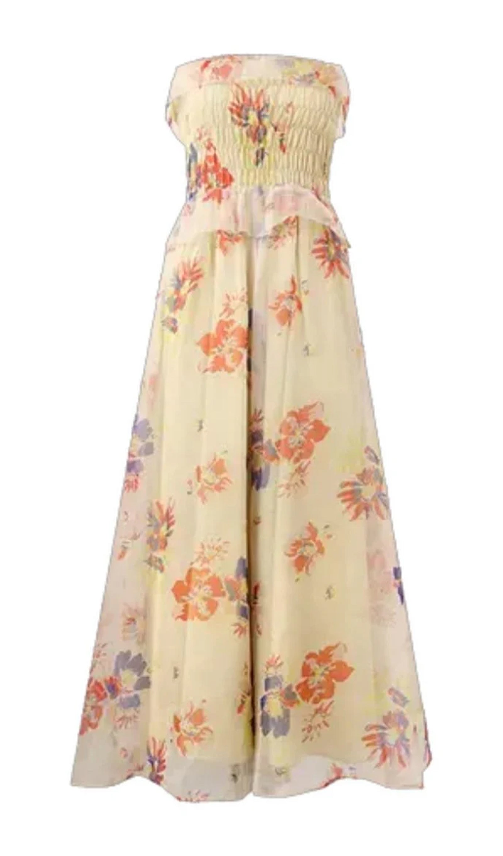 Alberta Çiçekli Fırfırlı Maksi Elbise