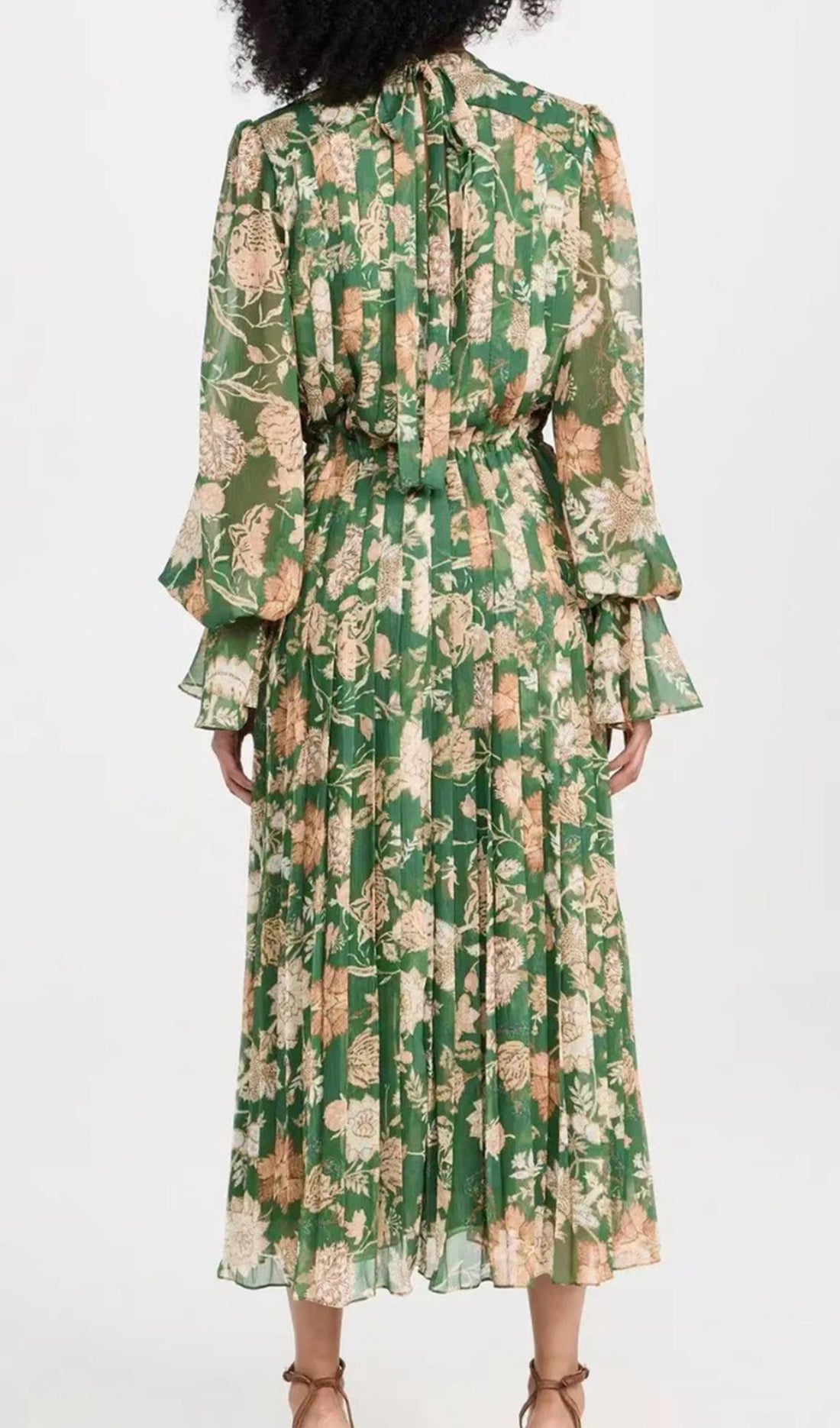 Şifon Uzun Kollu A Line Maksi Elbise