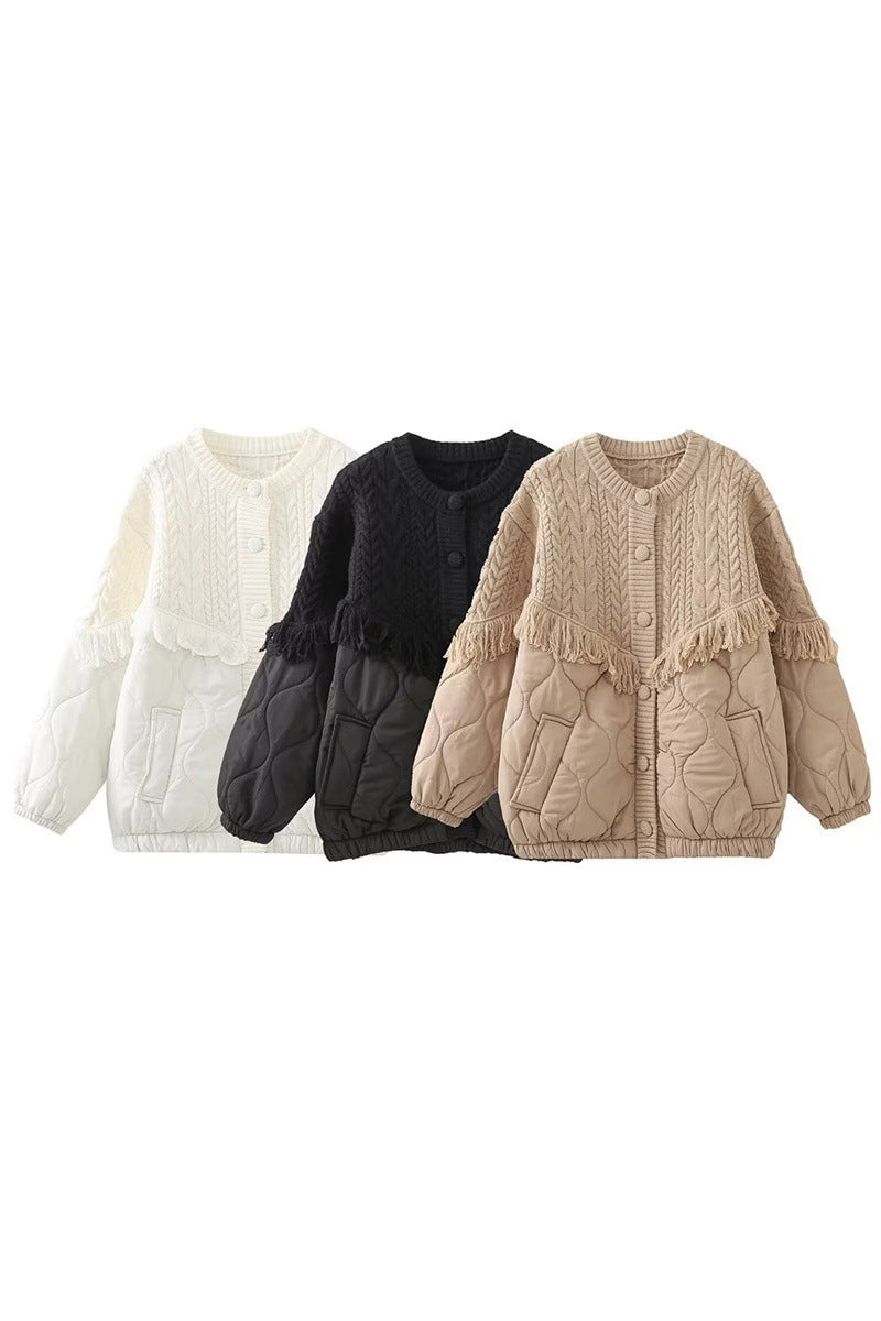 Aran Saçak süslemeli örgü Ceket