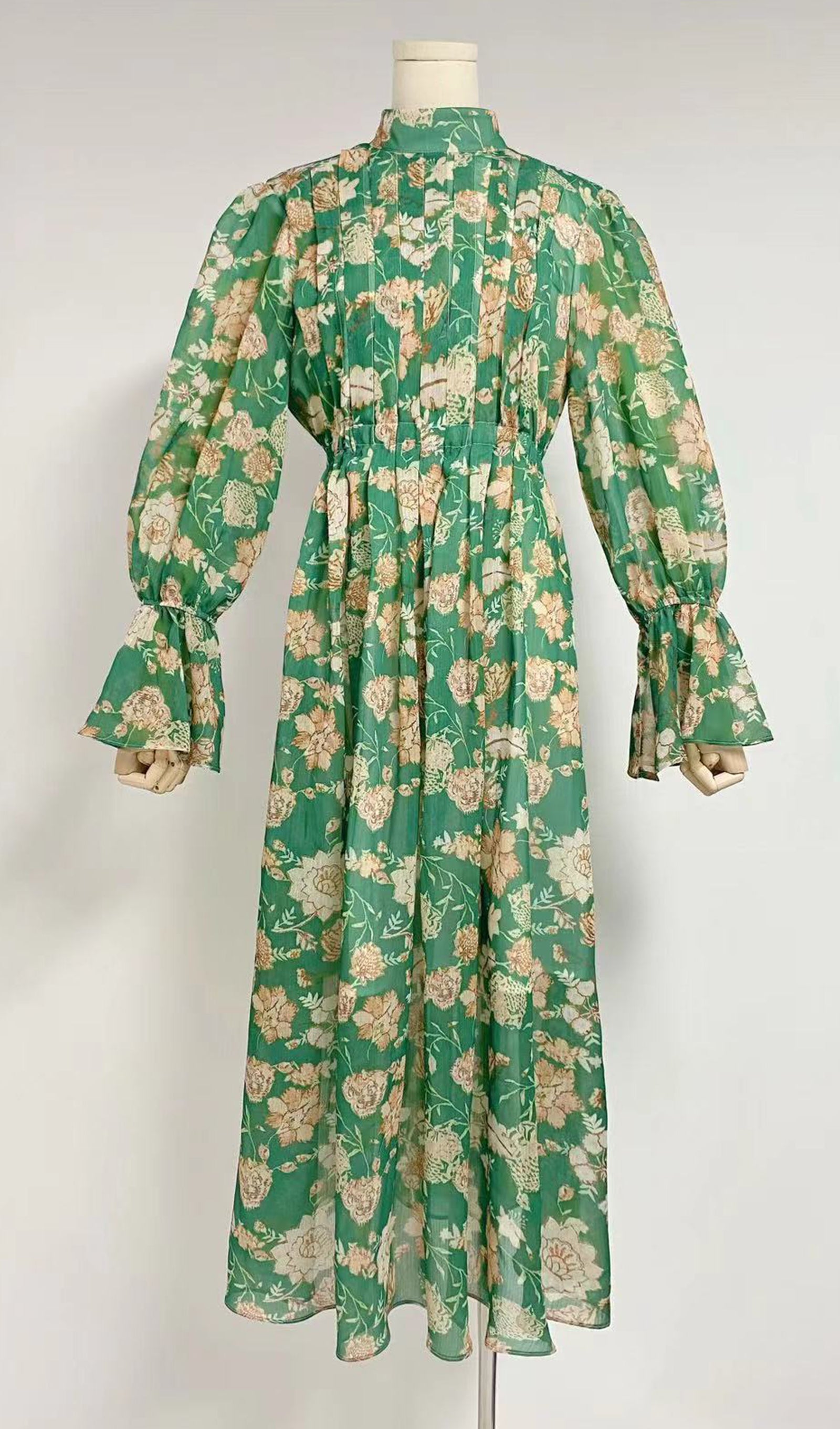 Şifon Uzun Kollu A Line Maksi Elbise