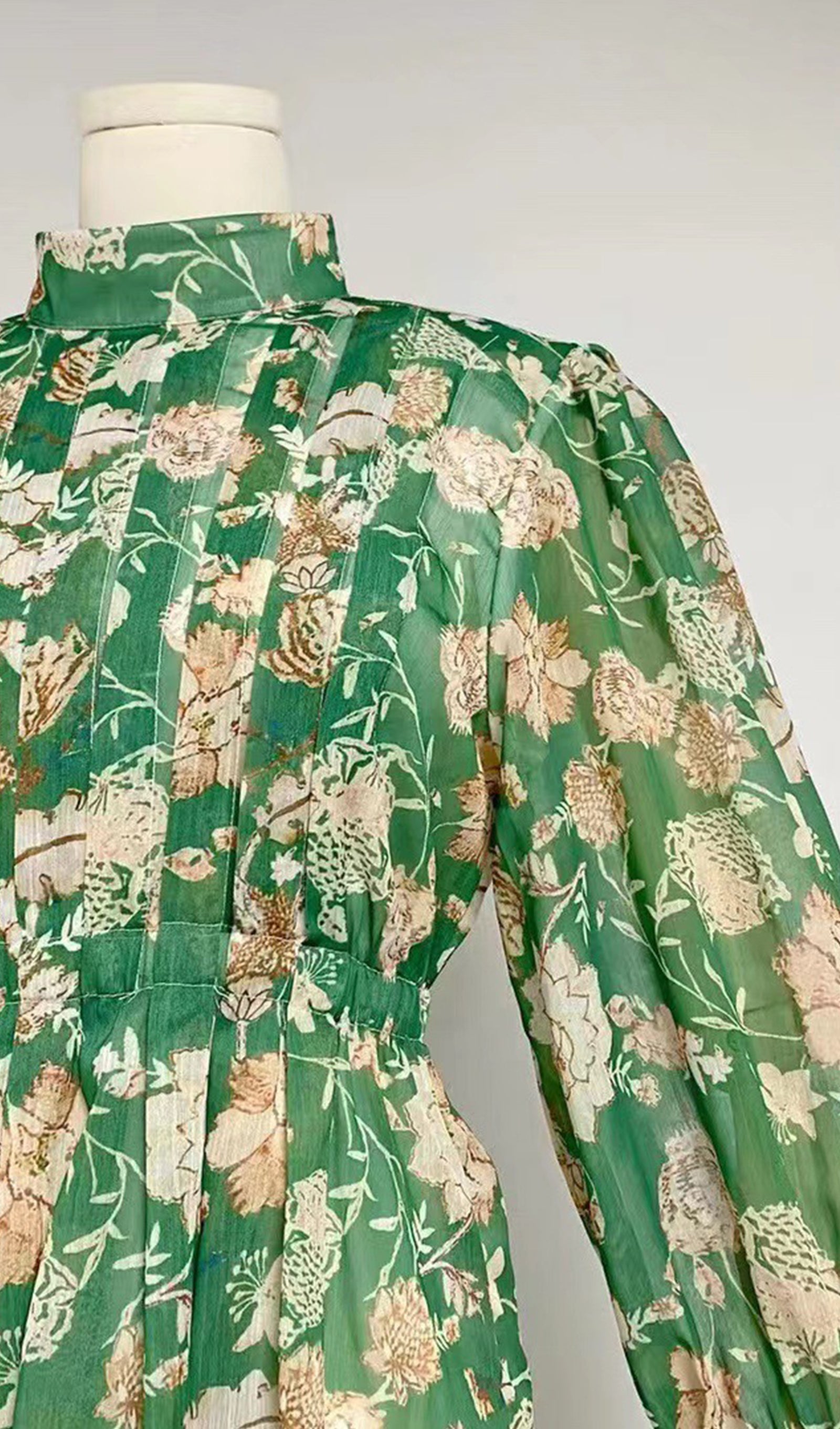 Şifon Uzun Kollu A Line Maksi Elbise