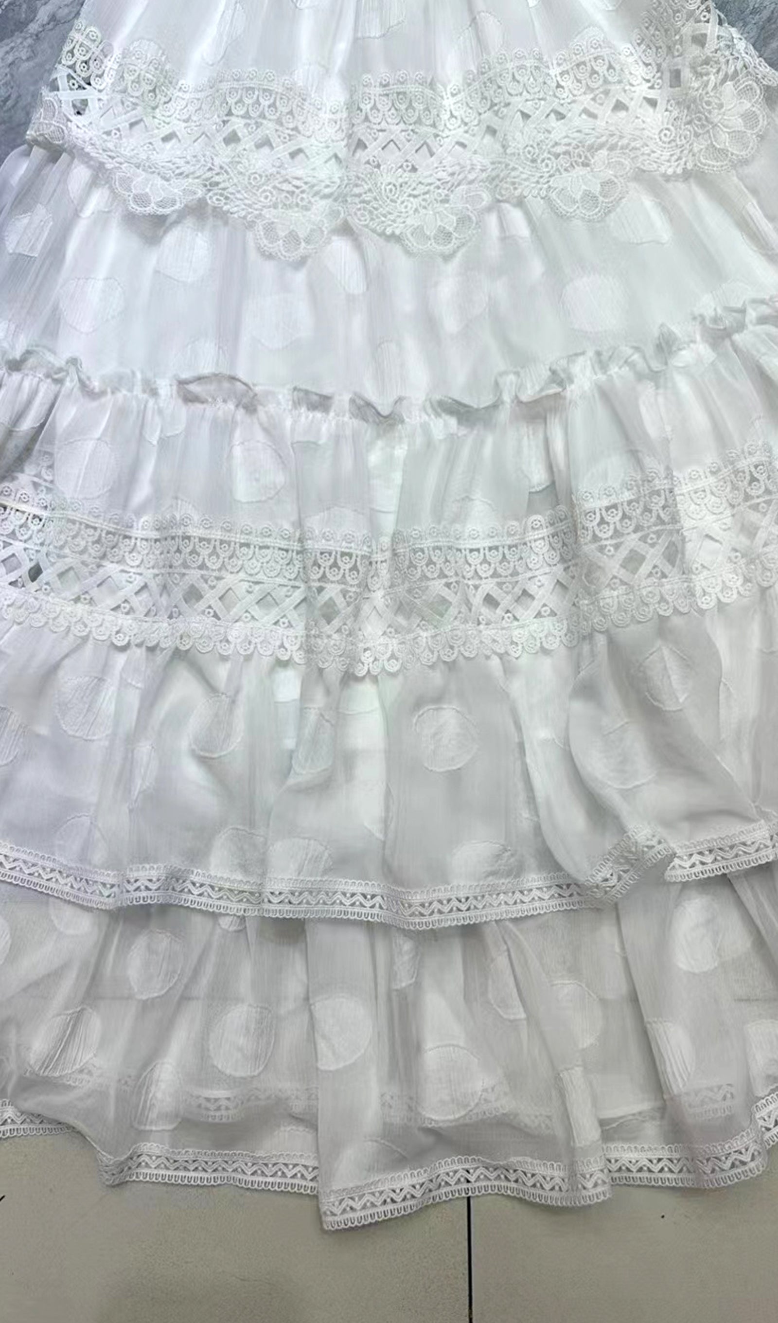 Kolsuz Kroşe Maksi Katlı Elbise