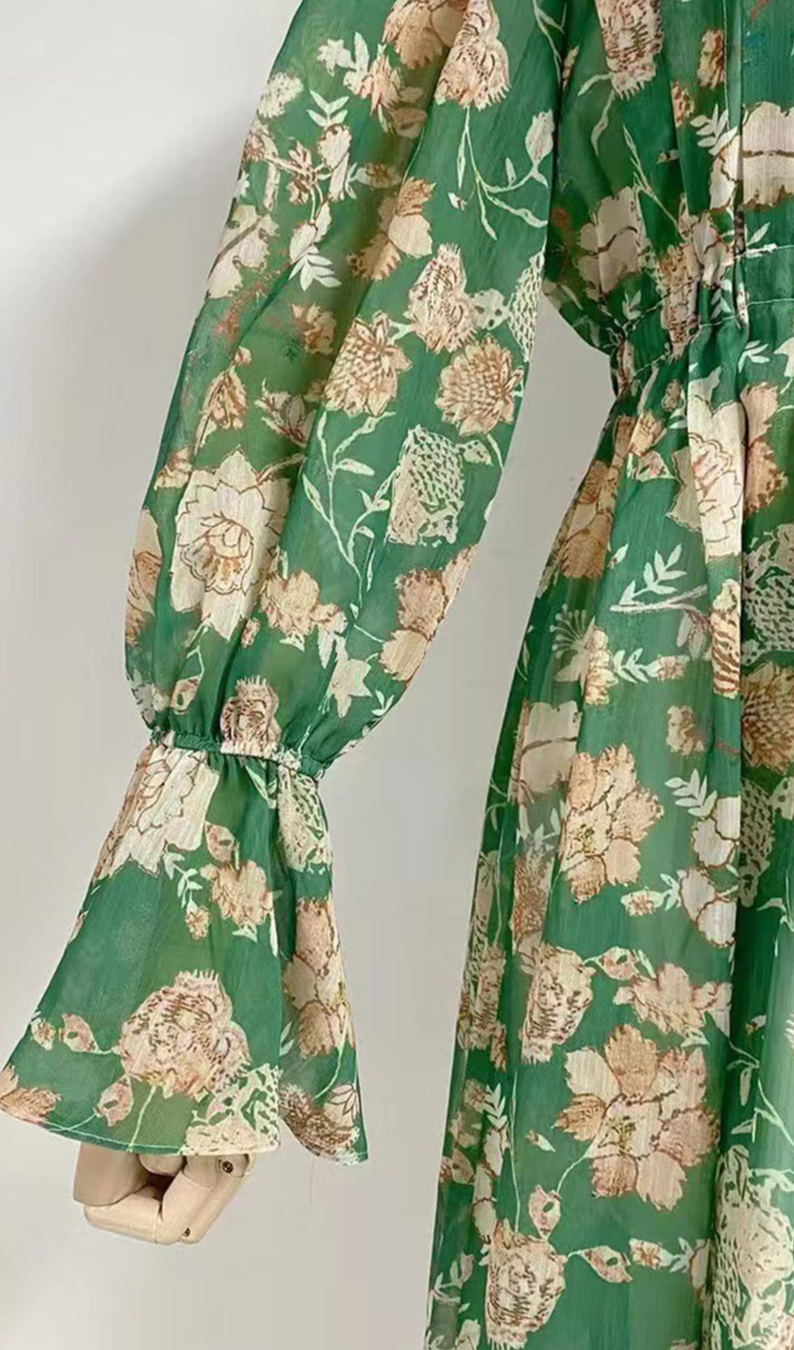 Şifon Uzun Kollu A Line Maksi Elbise