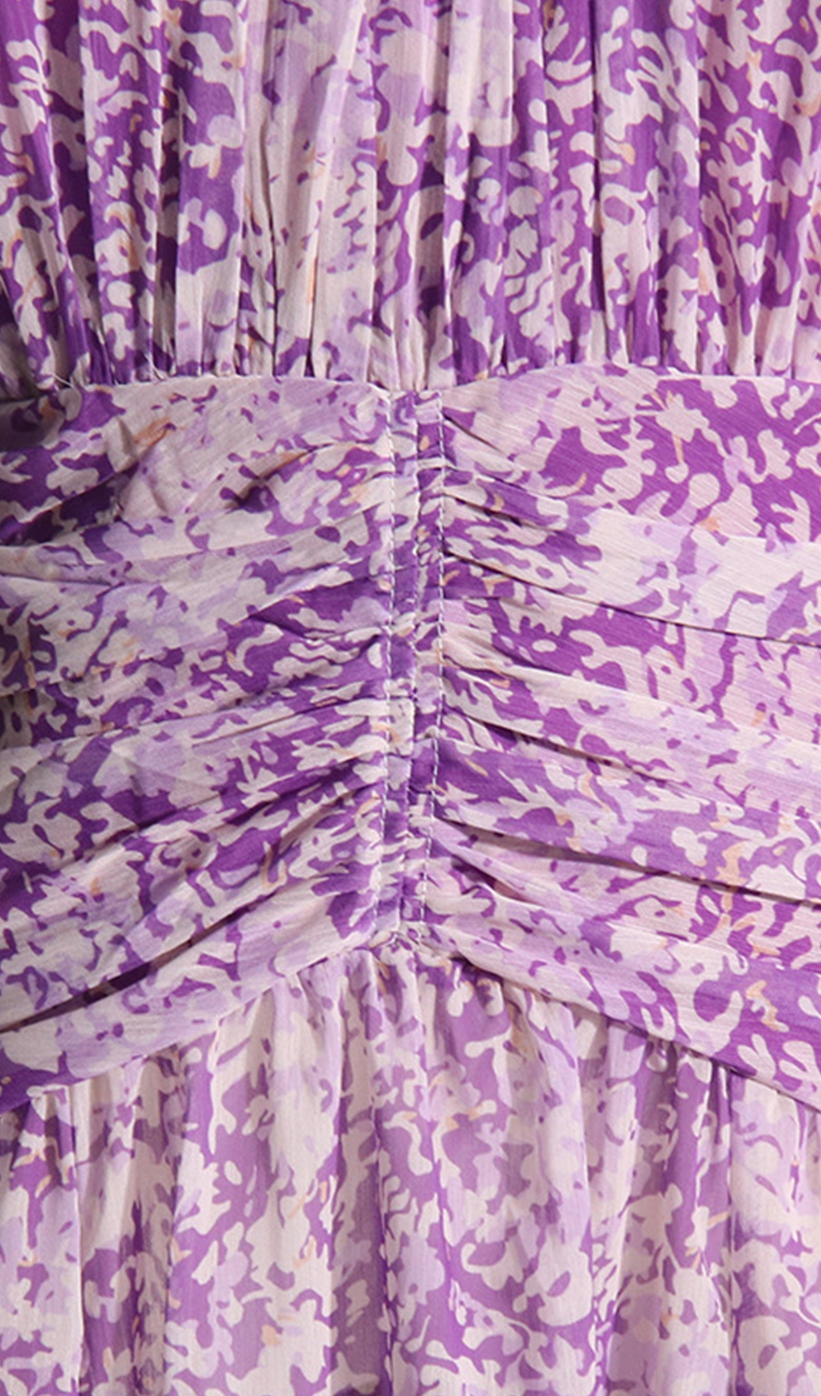 Çiçekli Kolsuz Scrunch Maksi Elbise