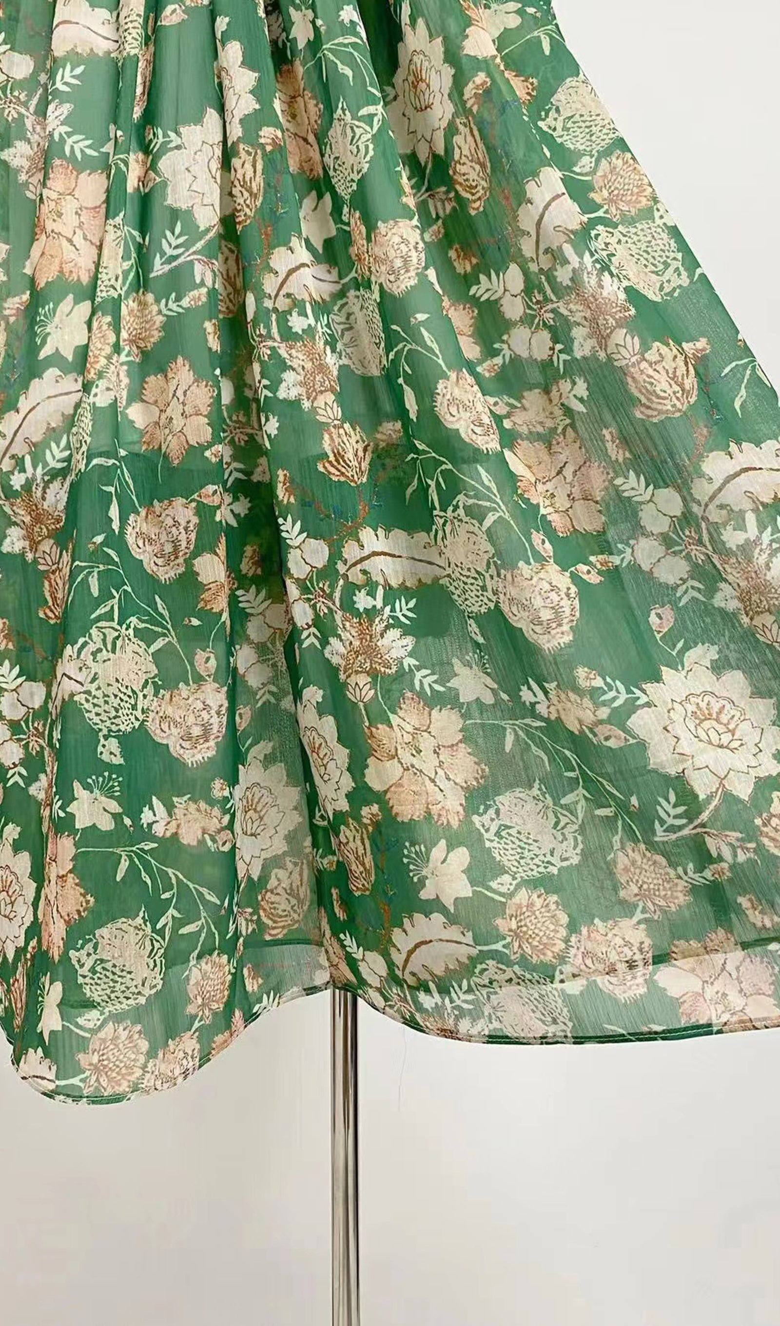 Şifon Uzun Kollu A Line Maksi Elbise