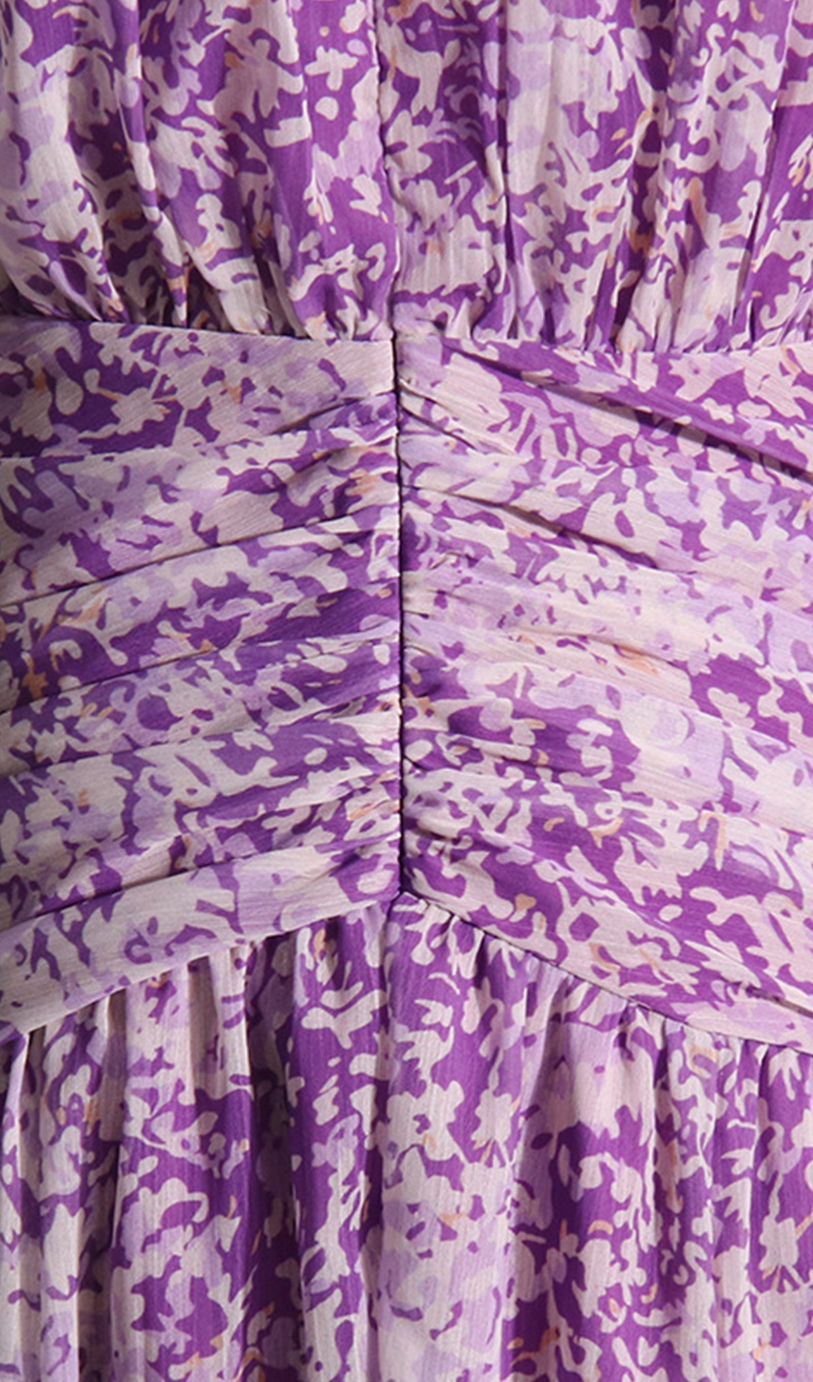 Çiçekli Kolsuz Scrunch Maksi Elbise