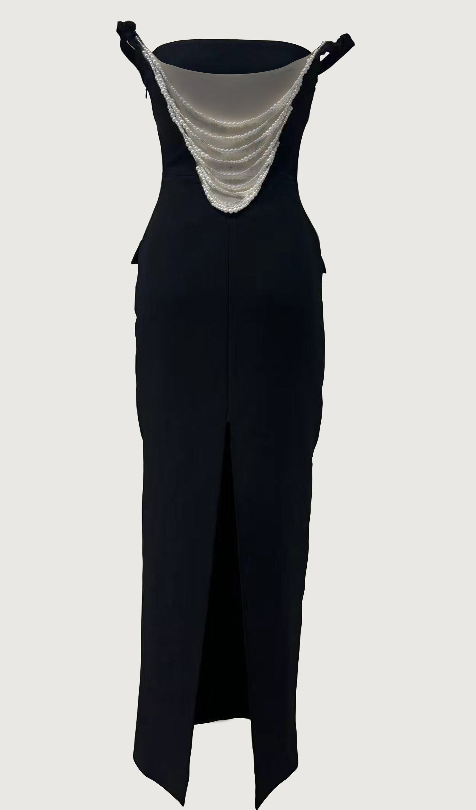 Kapalı Omuz Sırtı Açık Midi Elbise