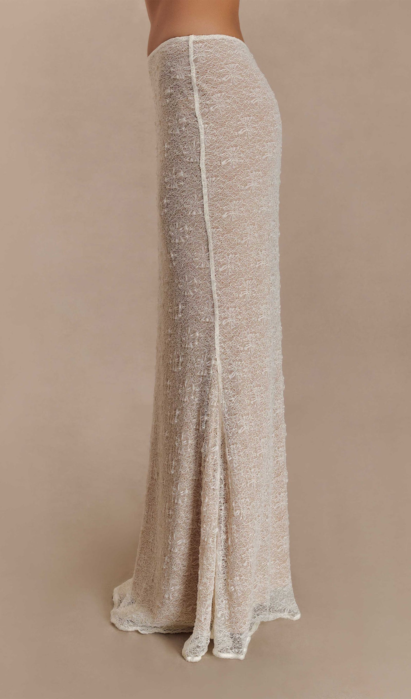 Şeffaf Dantel Maksi Etek