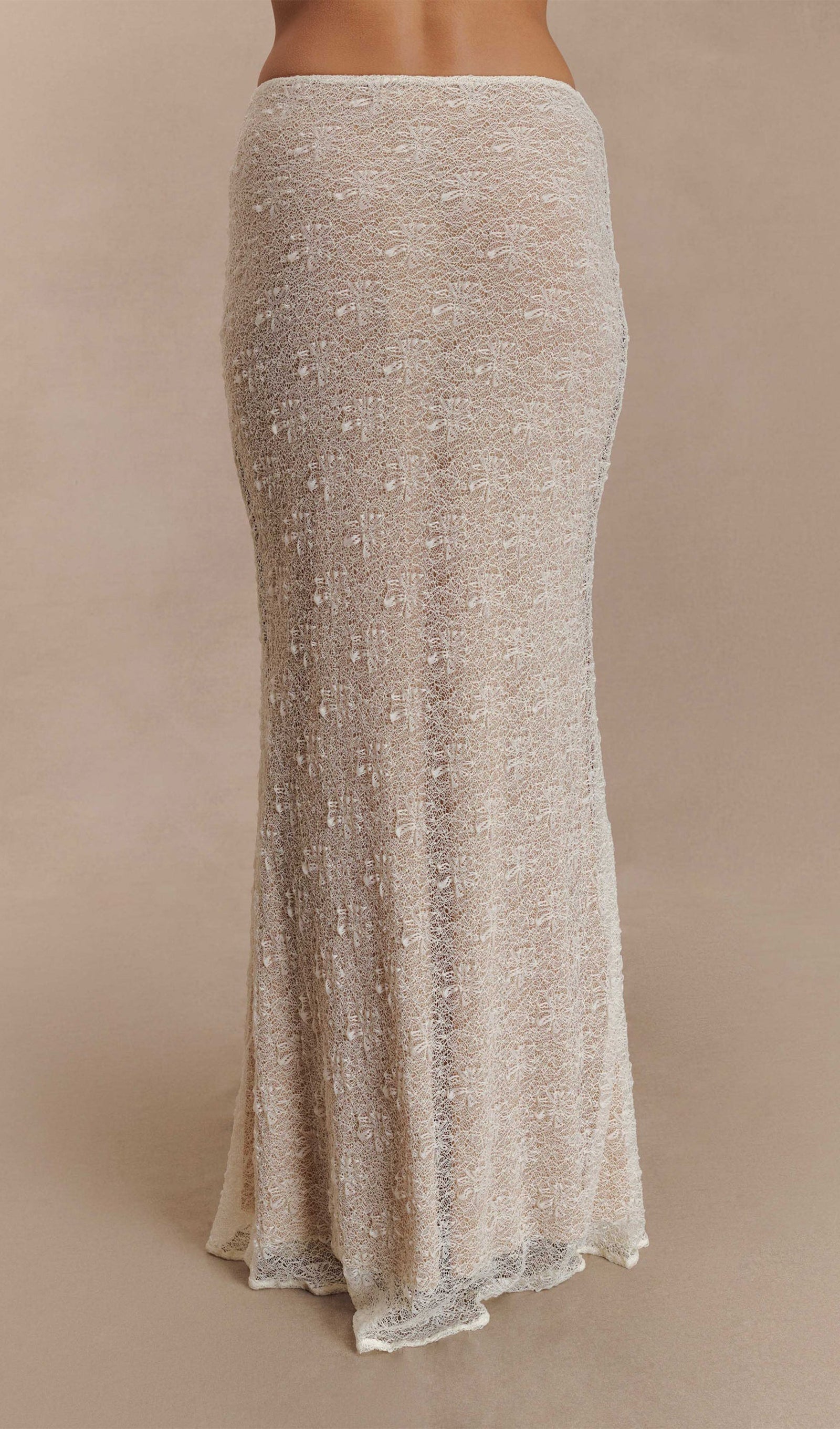 Şeffaf Dantel Maksi Etek