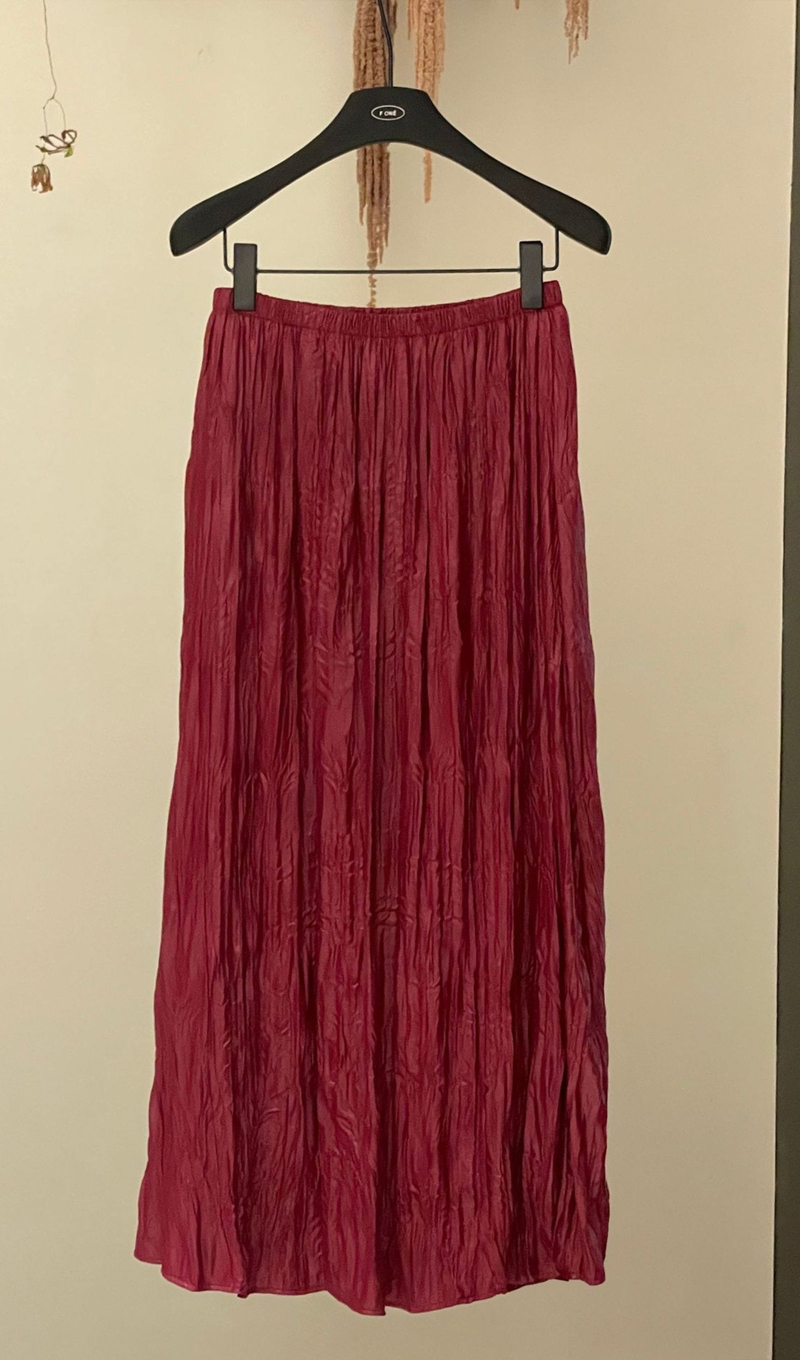 Ethereal Pileli A-Line Maksi Etek-Kırmızı