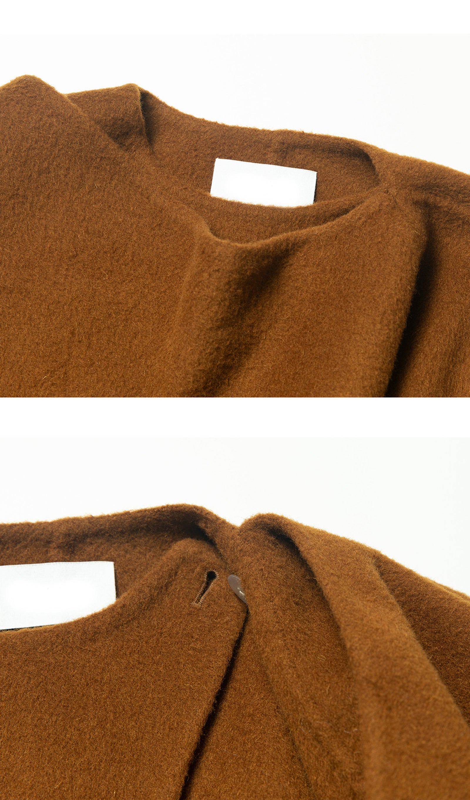 Solid Pelerin Stili %100 Yün Kaban-Kestane