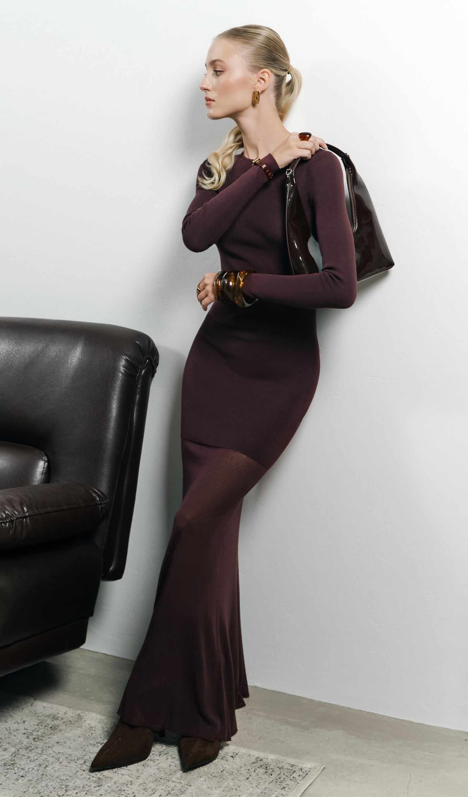 Jersey Karışımlı Maksi Elbise