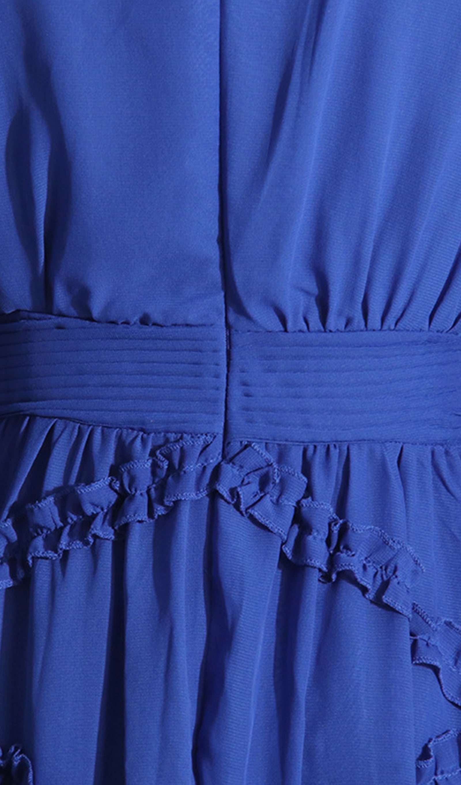 File Uzun Kollu V Yaka Maksi Elbise