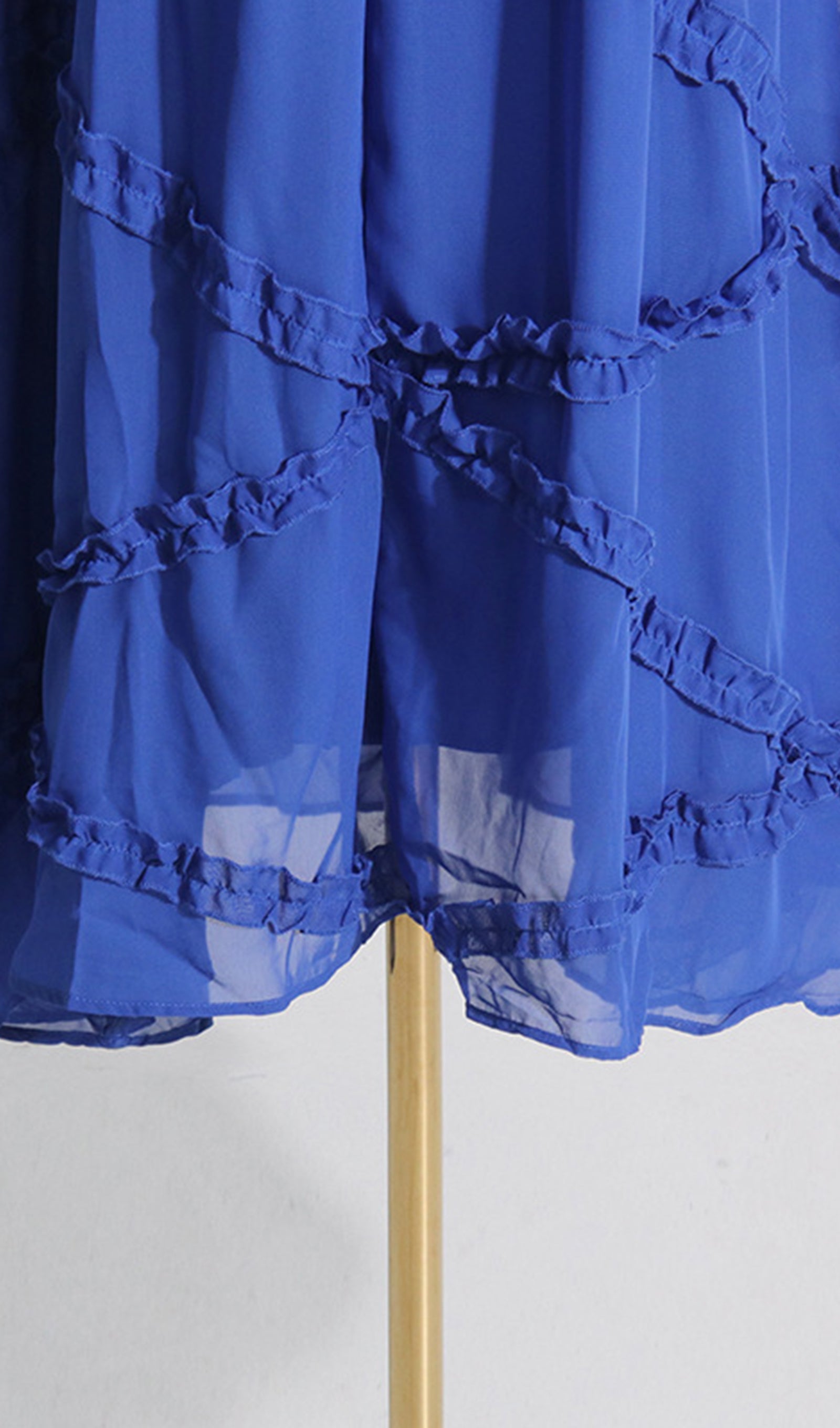 File Uzun Kollu V Yaka Maksi Elbise