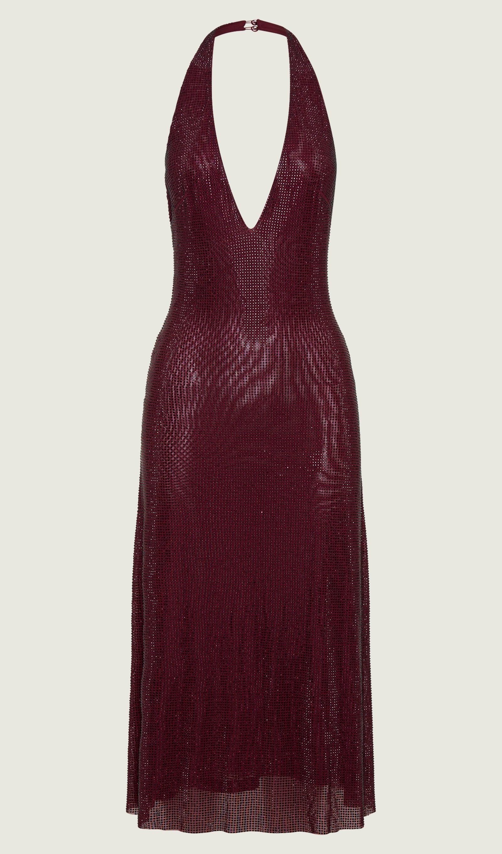 Diamante Halter Midi Elbise - Maun