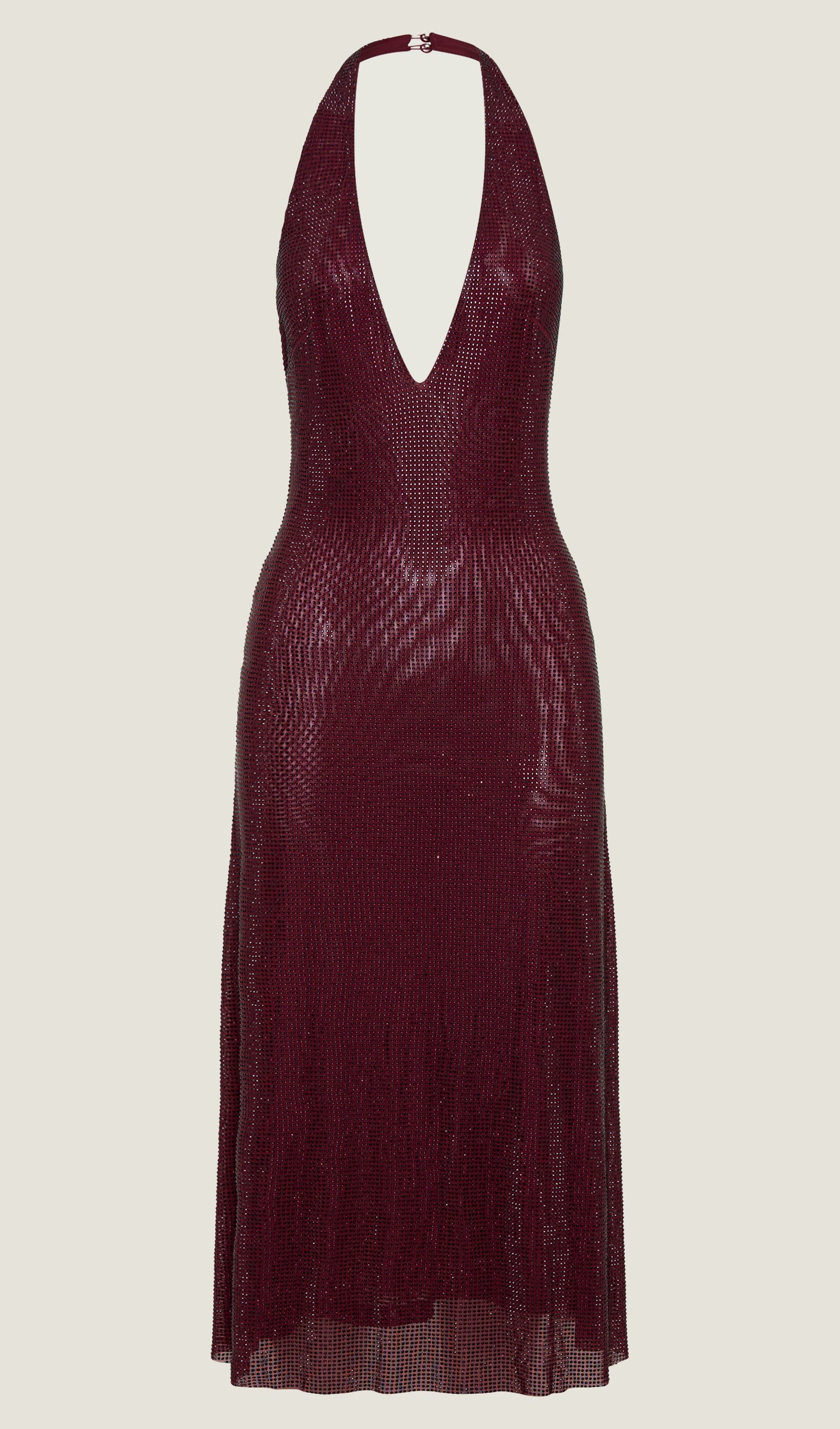 Diamante Halter Midi Elbise - Maun