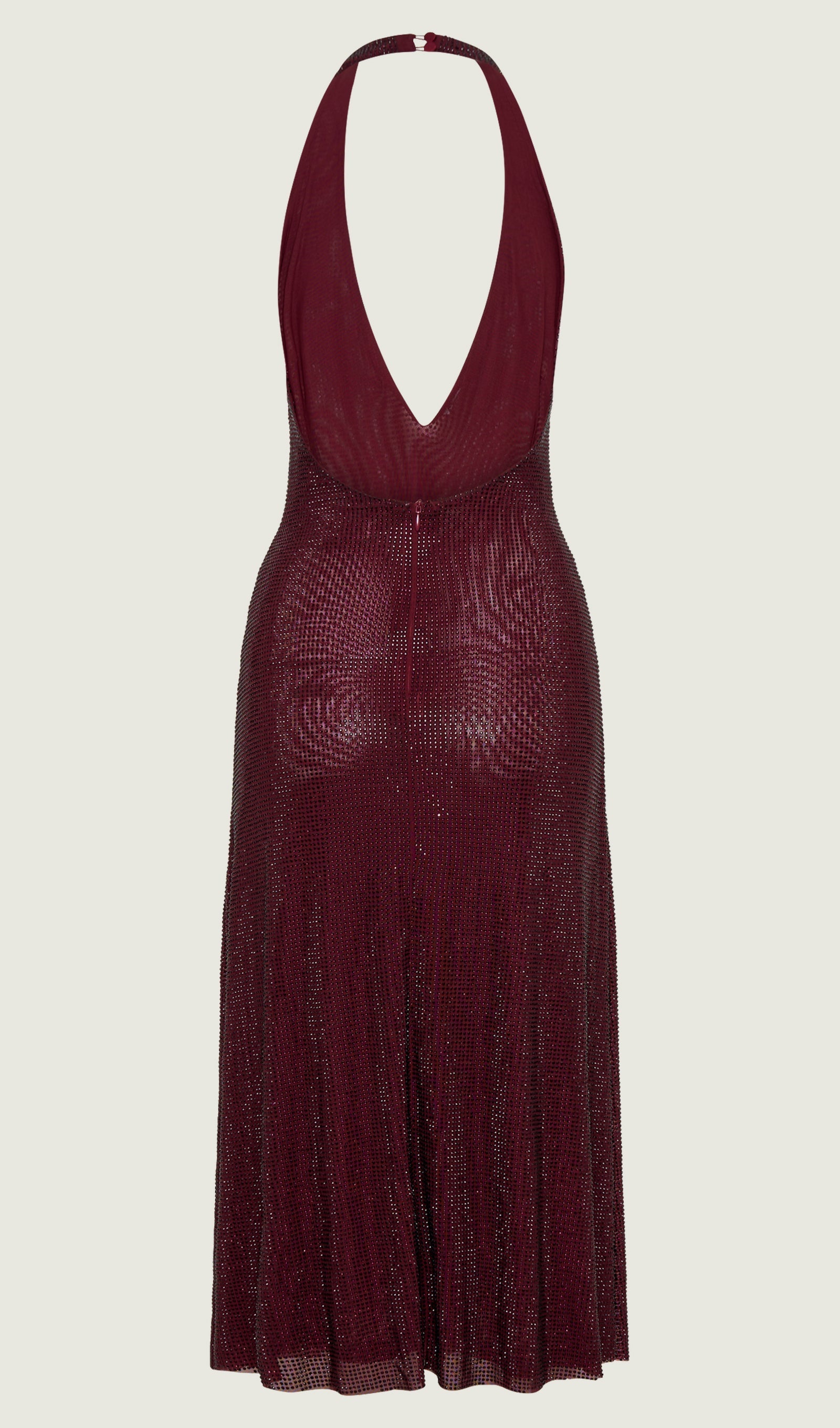 Diamante Halter Midi Elbise - Maun