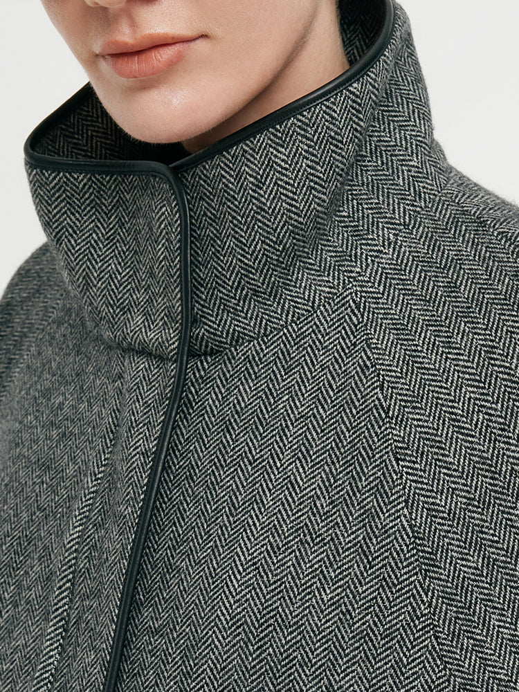 Yıkanabilir Yün Kadın Boxy Kaban