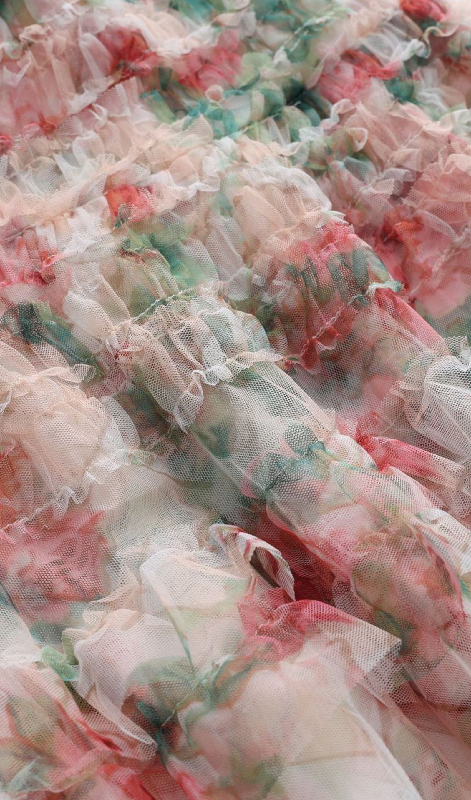 Kapalı Omuz Çiçekli Fırfırlı Örgü Maksi Elbise