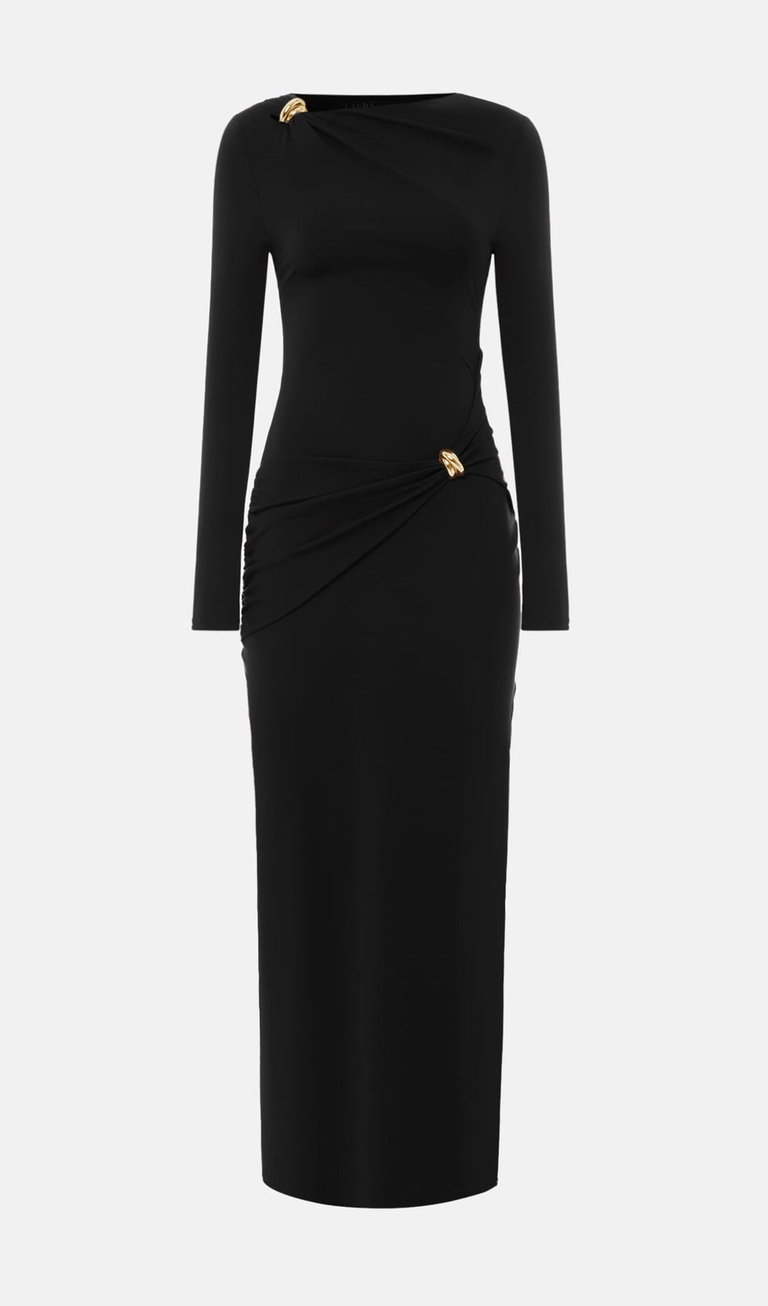 Jersey Seductive Fitted Maksi Elbise-Siyah