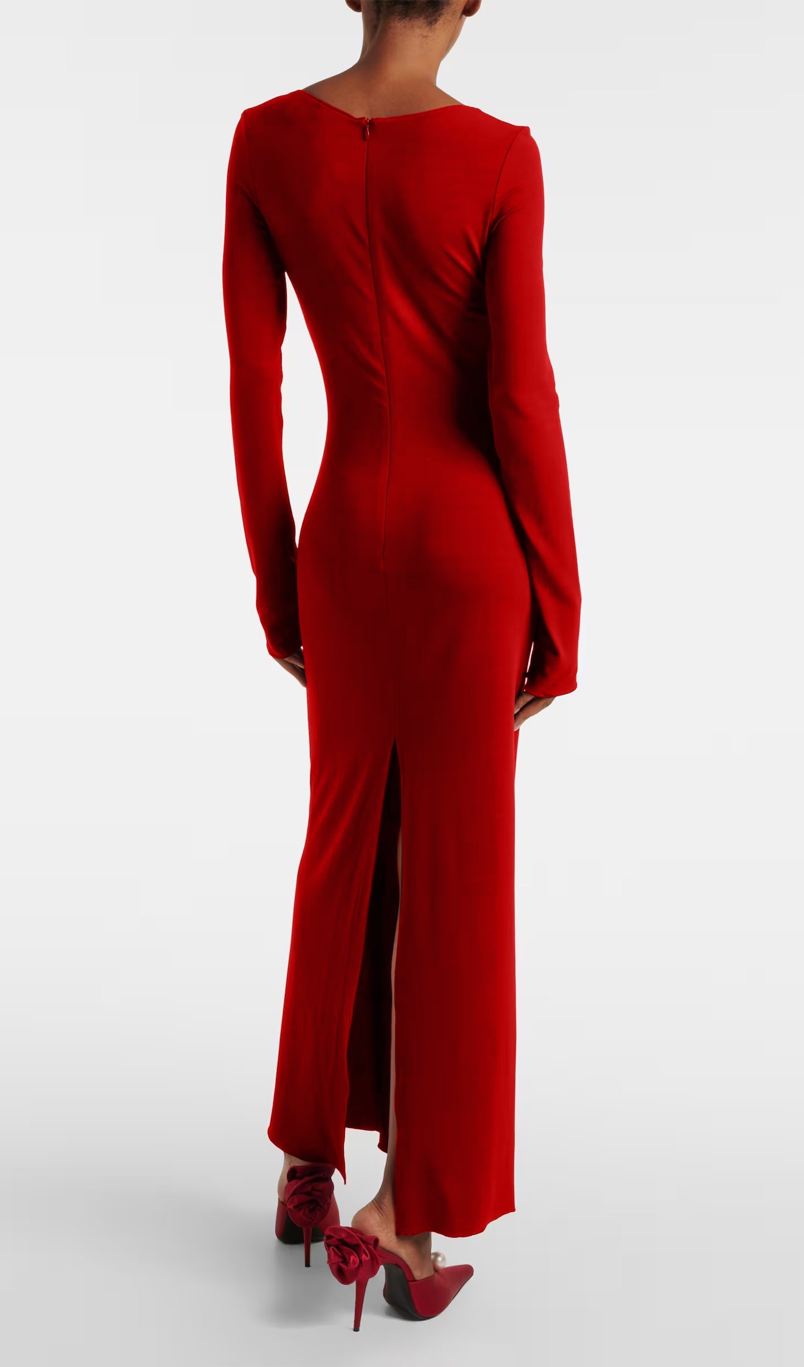 Çiçek Uygulamalı Jersey Maksi Elbise