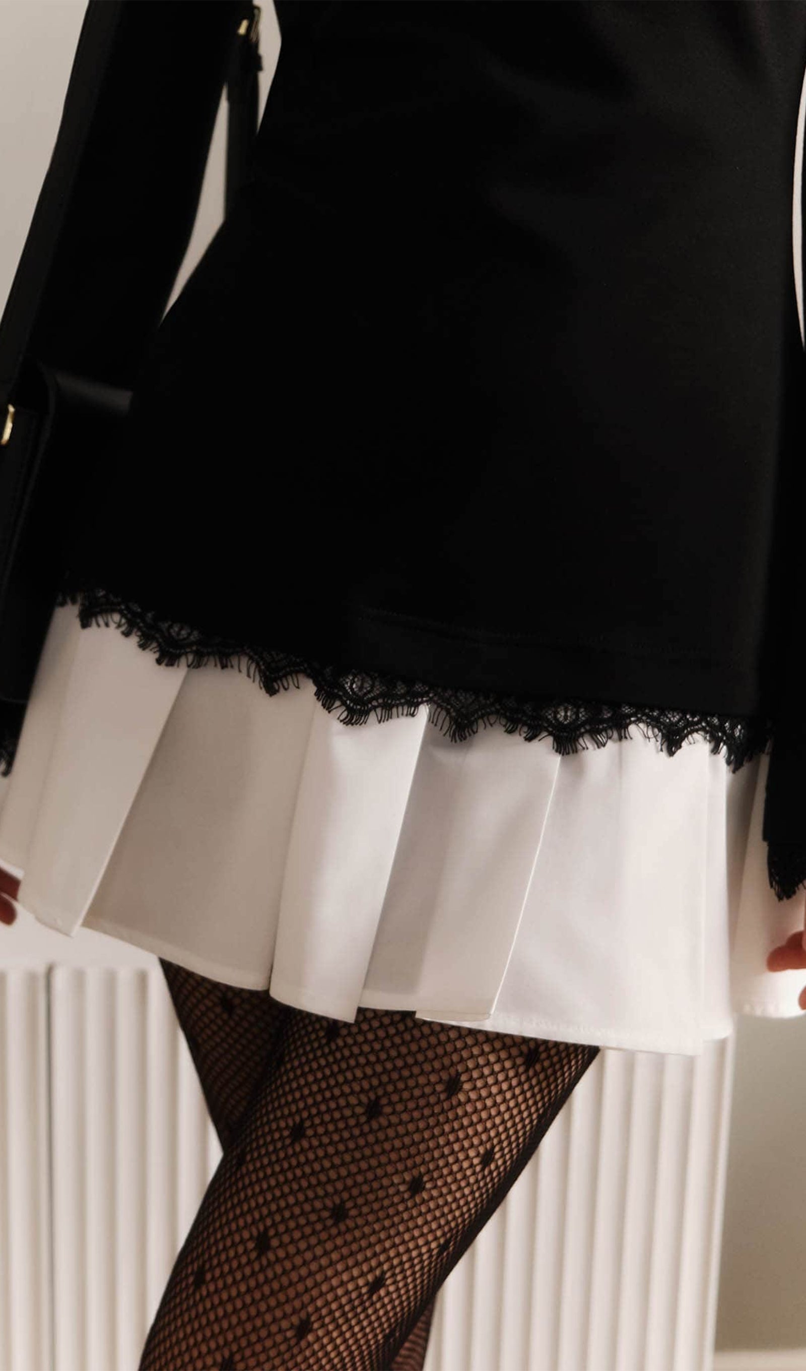 İmitasyon Dantel Dekorlu Gömlek Mini Elbise