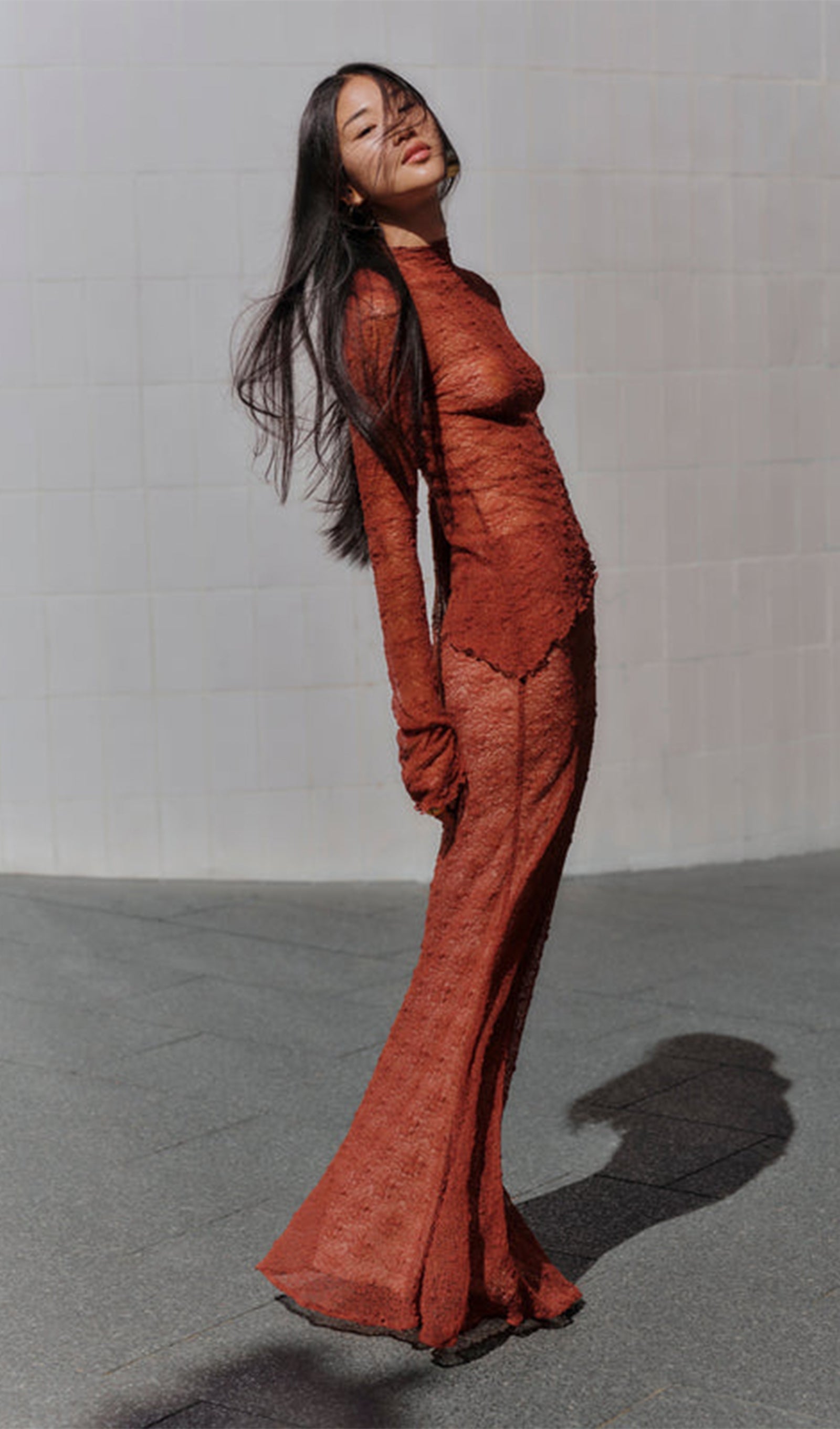 Şeffaf Dantel Maksi Etek