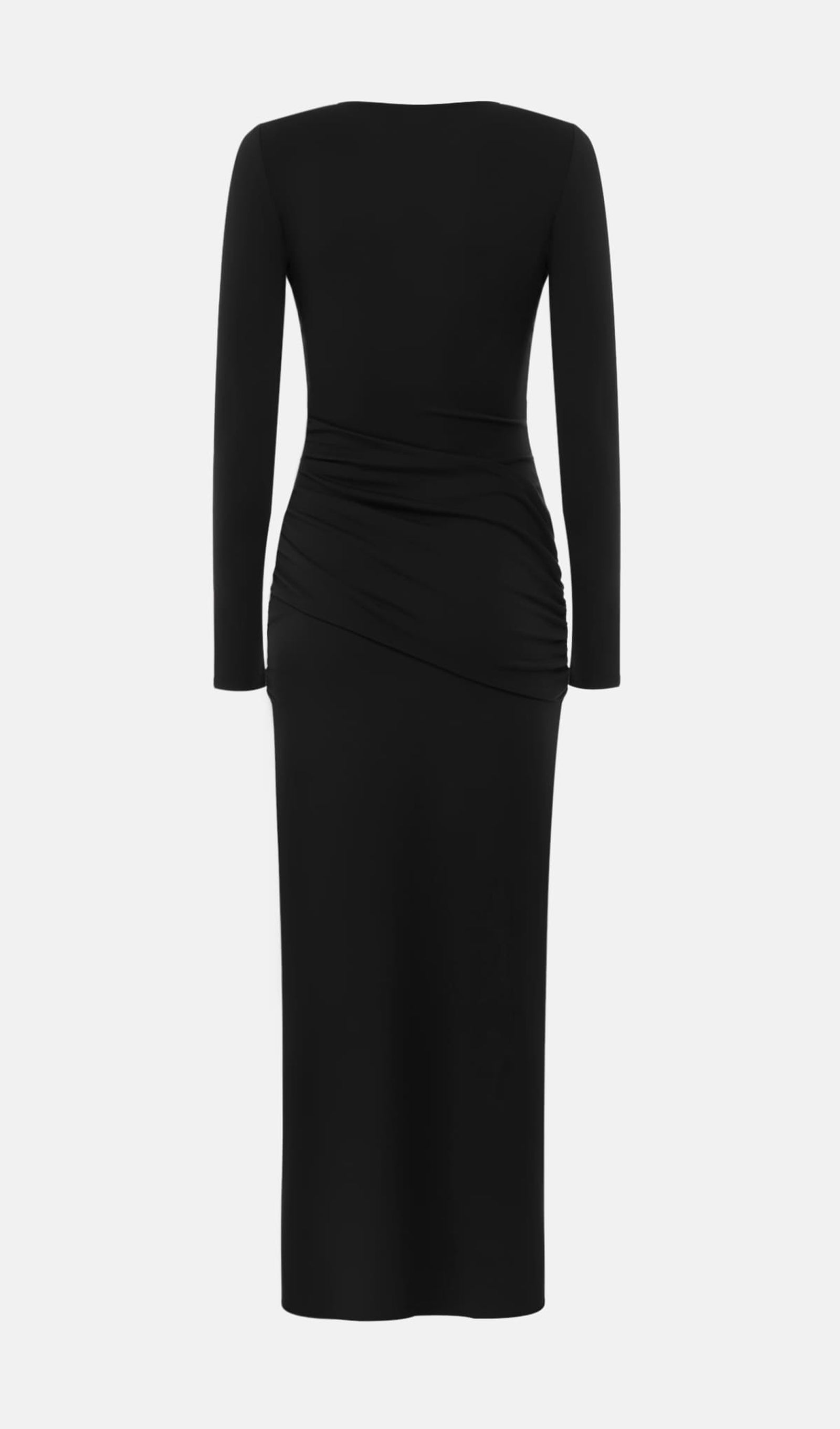 Jersey Seductive Fitted Maksi Elbise-Siyah