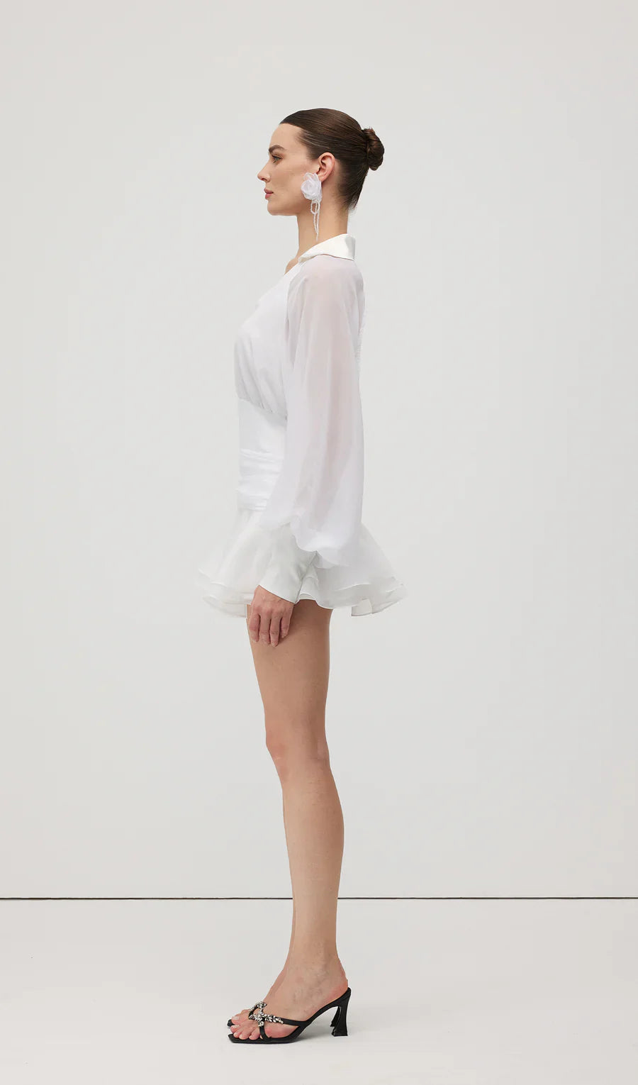 Düz Fener Kollu Mini Elbise