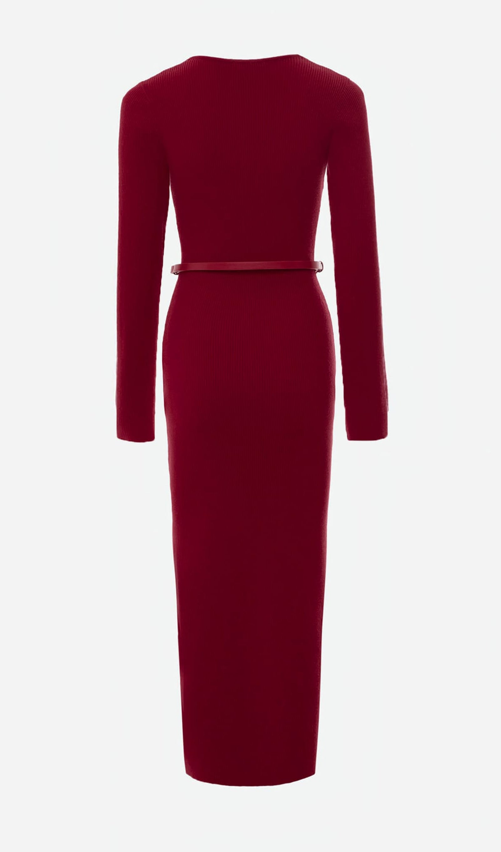 Kırmızı Örme Midi Elbise