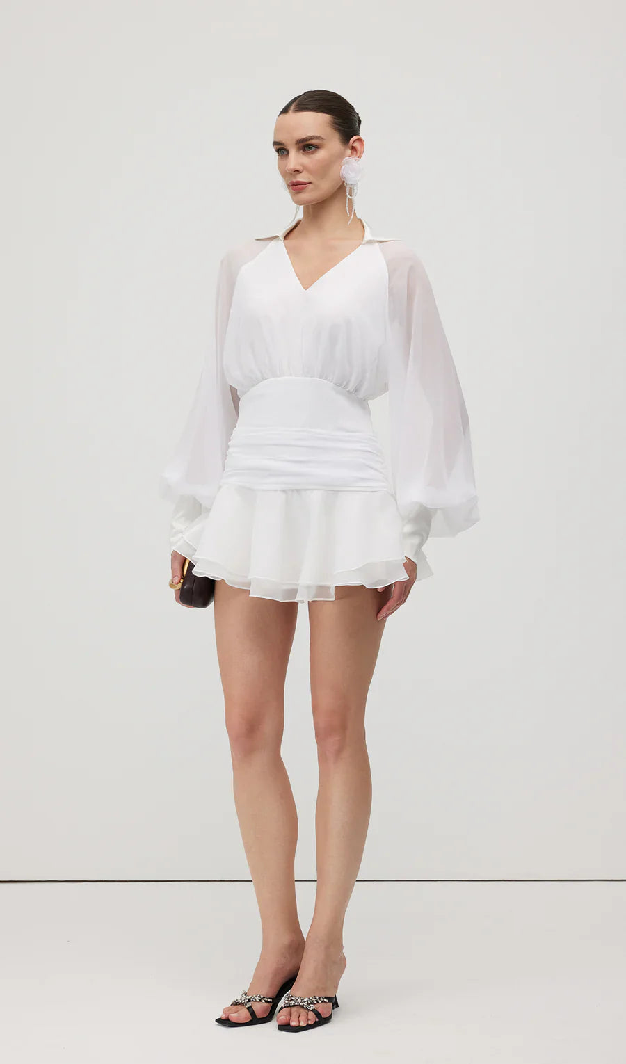 Düz Fener Kollu Mini Elbise