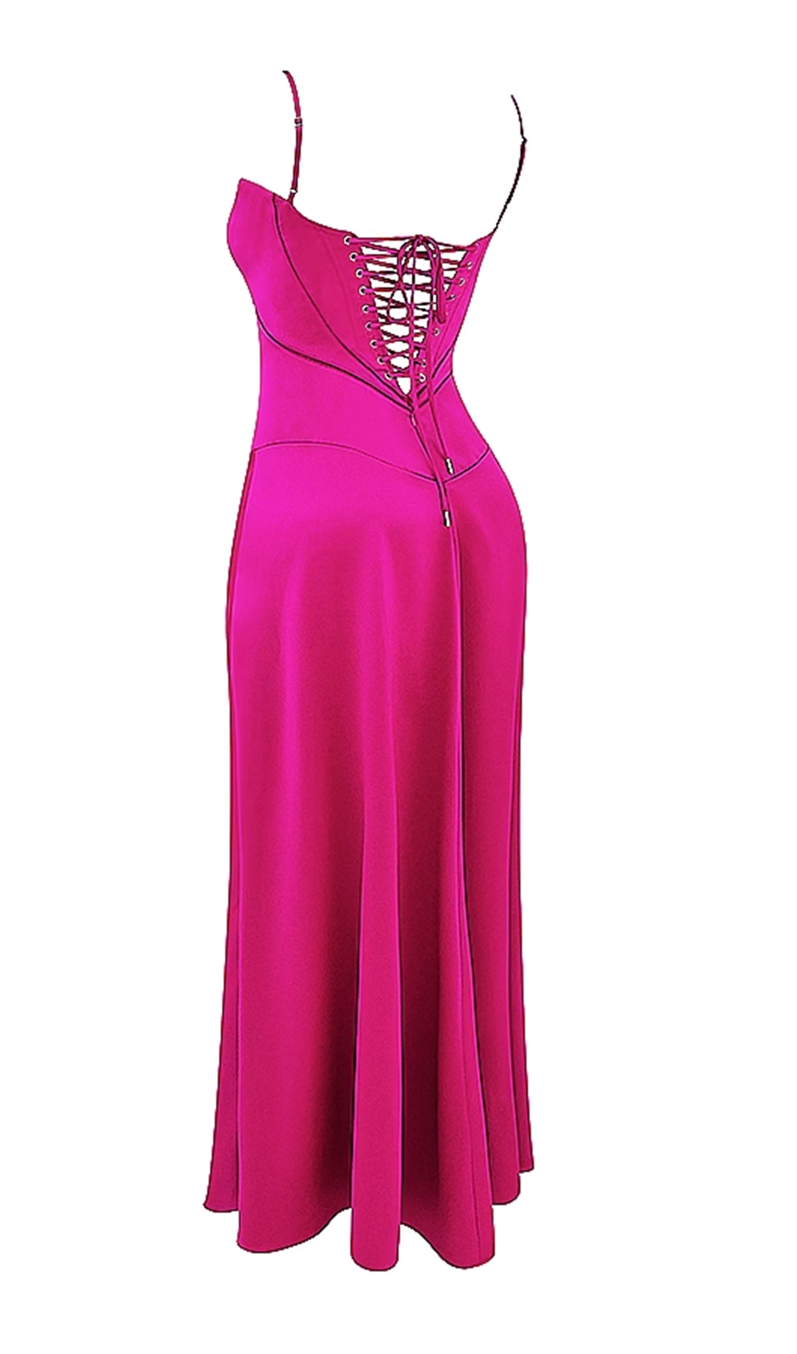 Saten Dantelli Maksi Elbise