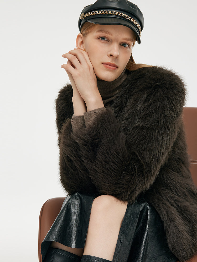 Çevre Dostu Kürk Kadın Kısa Kaban