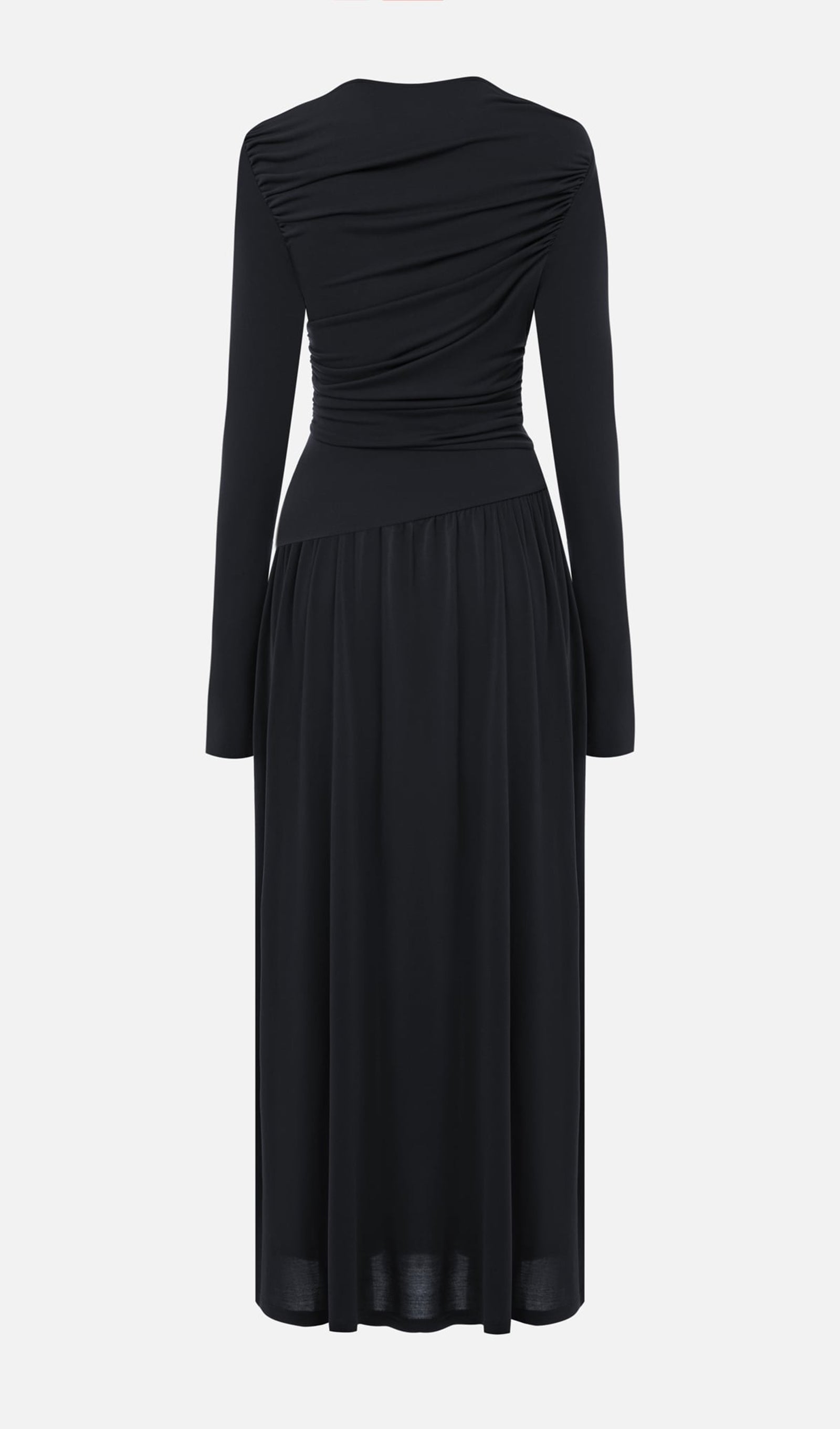 Fırfırlı Örme Maksi Elbise-Siyah