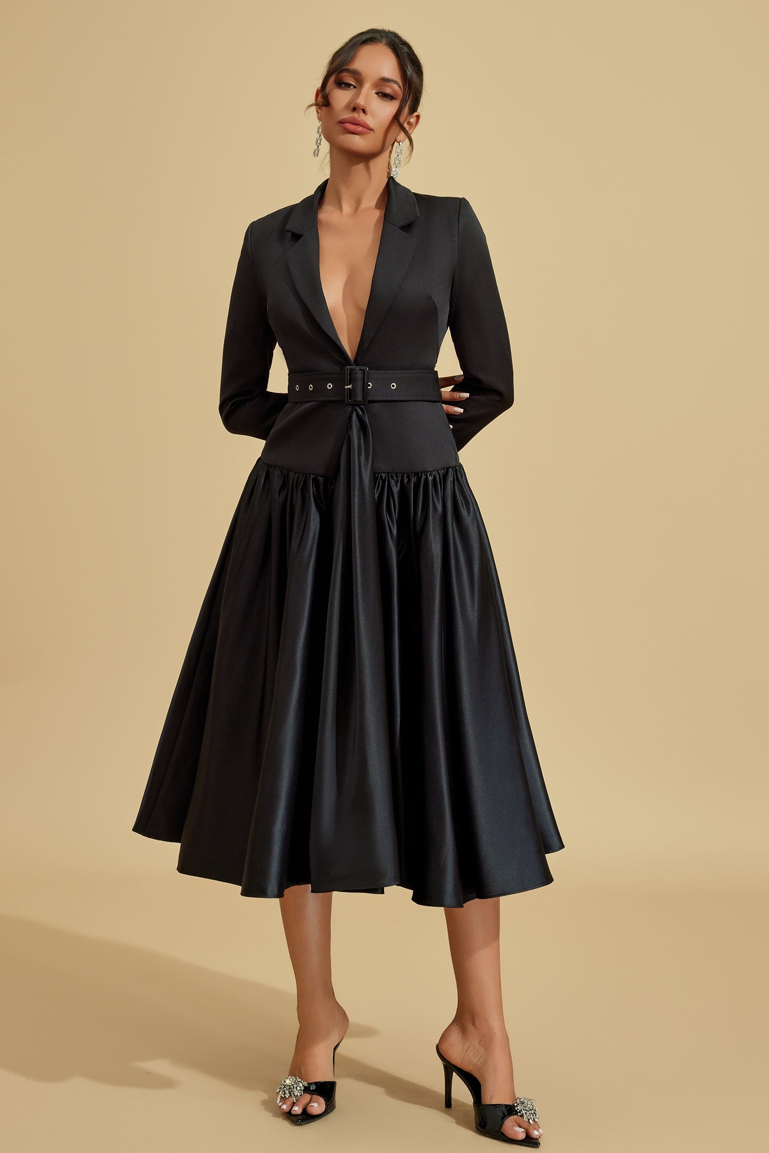 Noir Blazer Midi Elbise