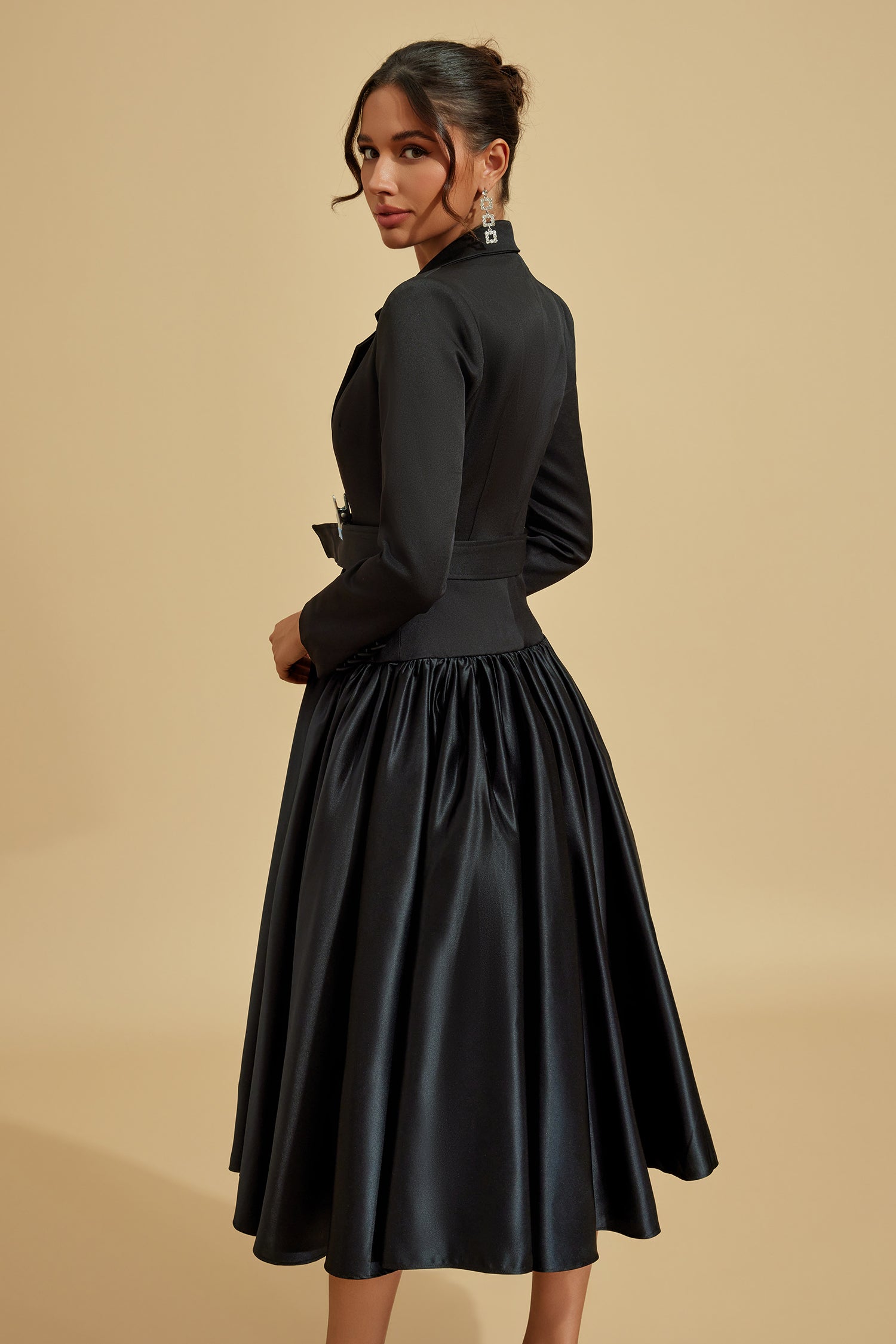 Noir Blazer Midi Elbise