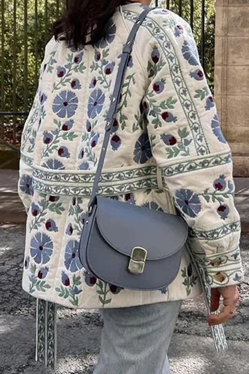 Bağcıklı Patchwork Kapitone Ceket