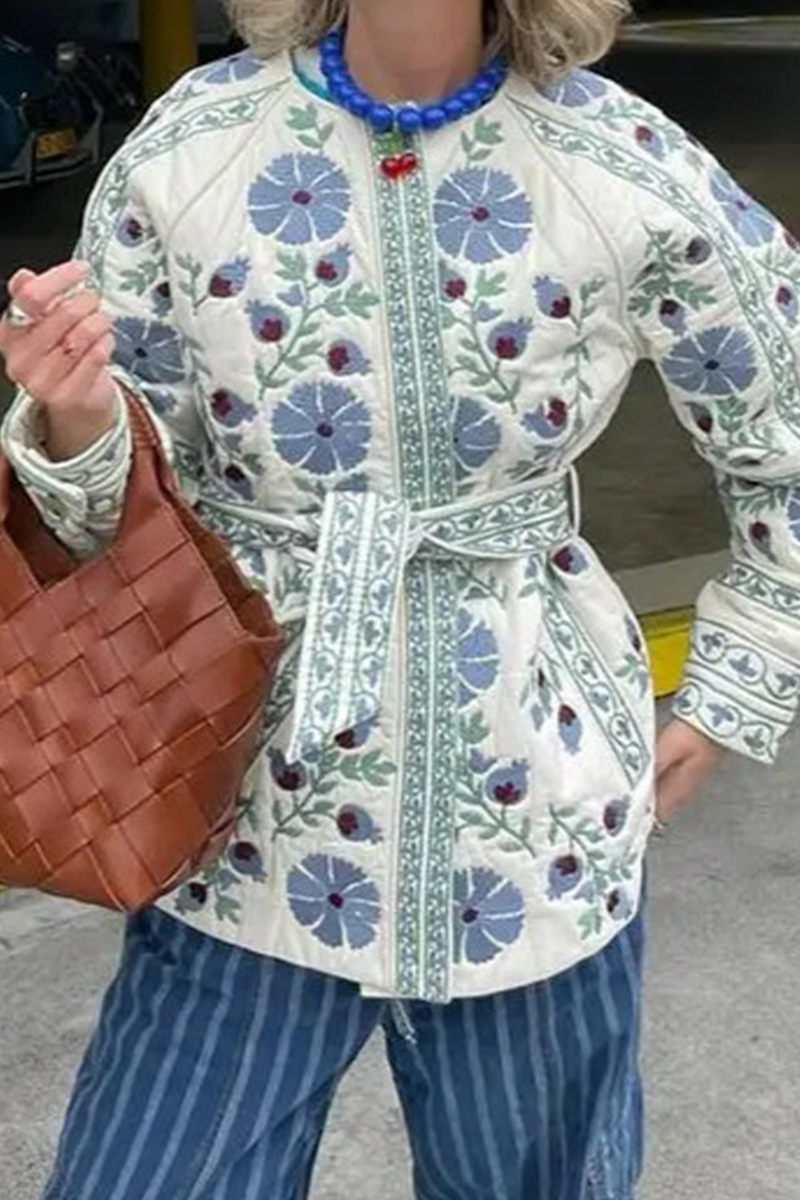 Bağcıklı Patchwork Kapitone Ceket