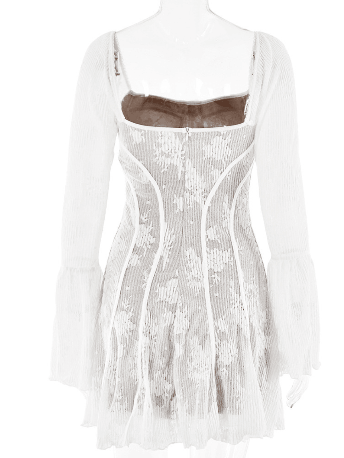 Lowell Kare Yaka Çiçekli Mini Elbise Beyaz