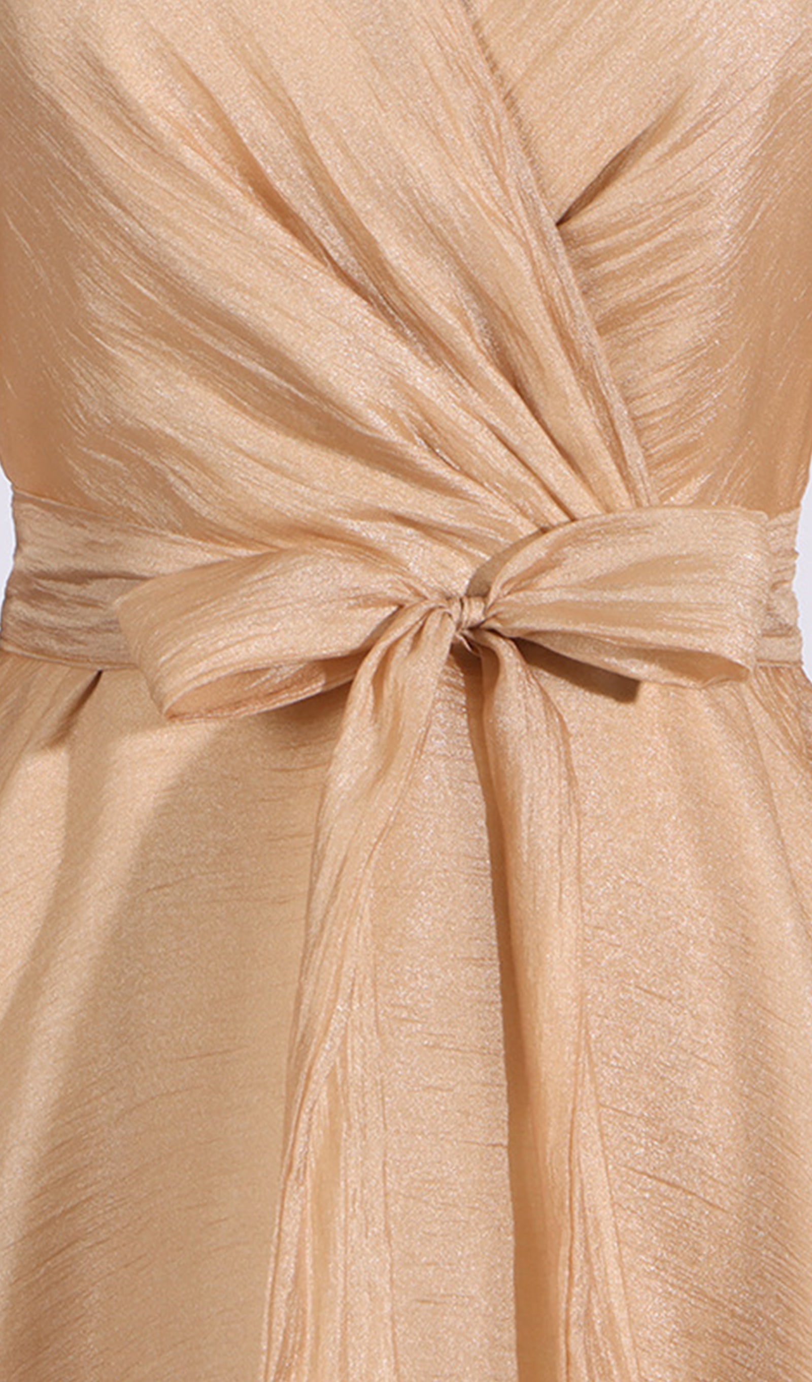 Fener Kollu V Yaka Bel Kemerli Maksi Elbise