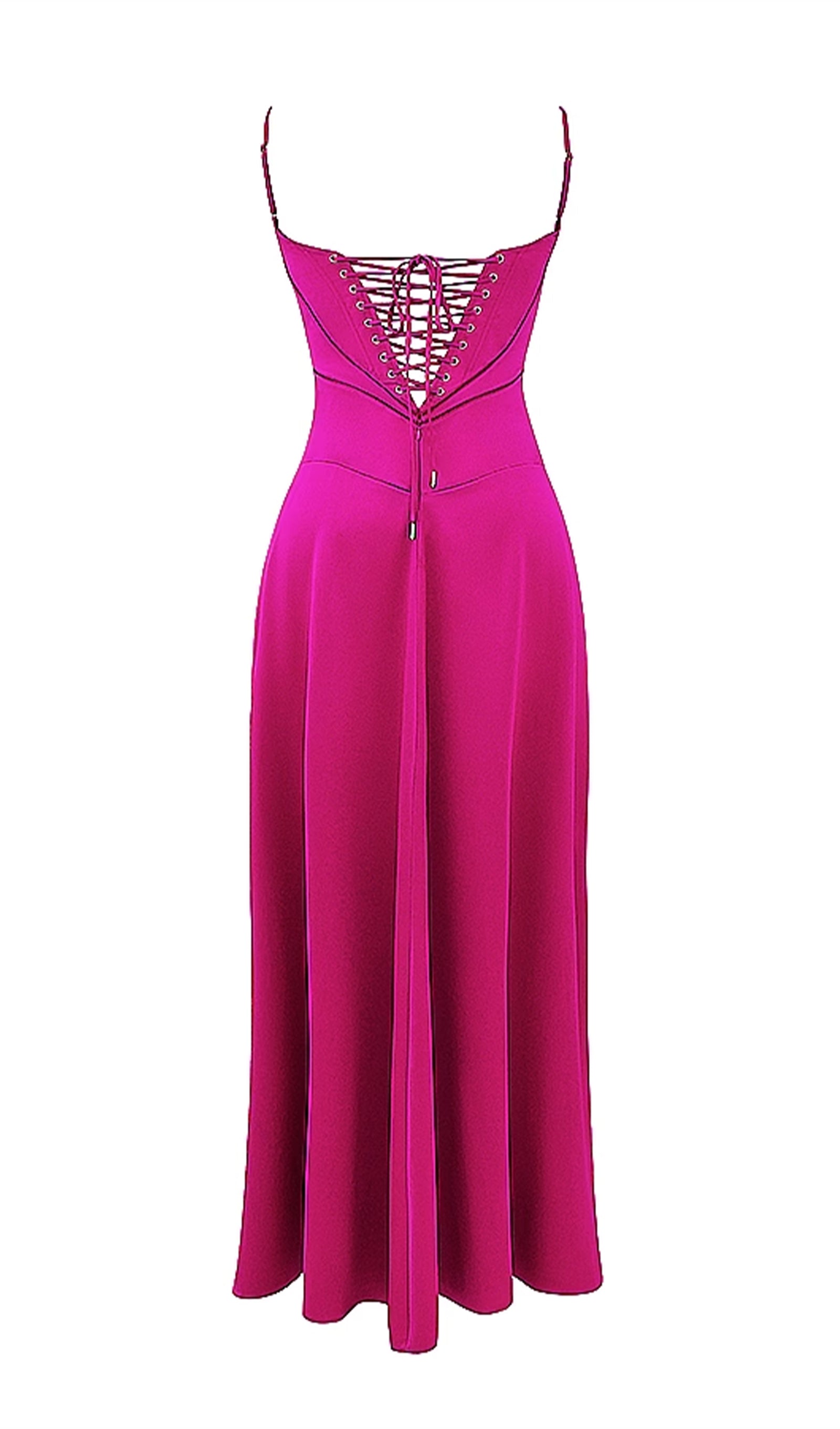 Saten Dantelli Maksi Elbise