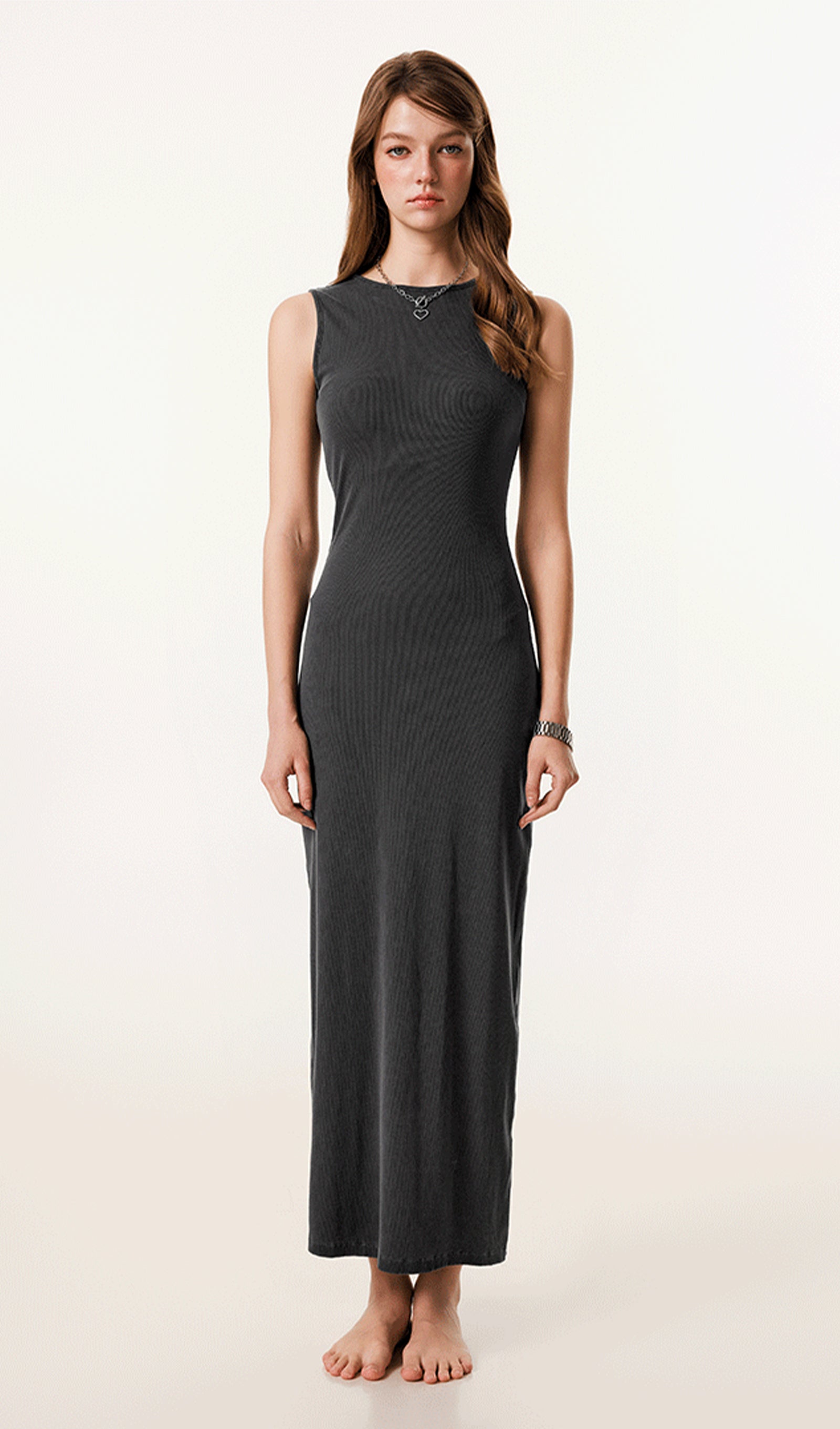 Nervürlü Bodycon Midi Elbise