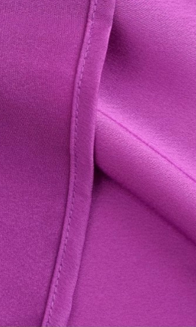 Mor Saten Pileli Maksi Elbise