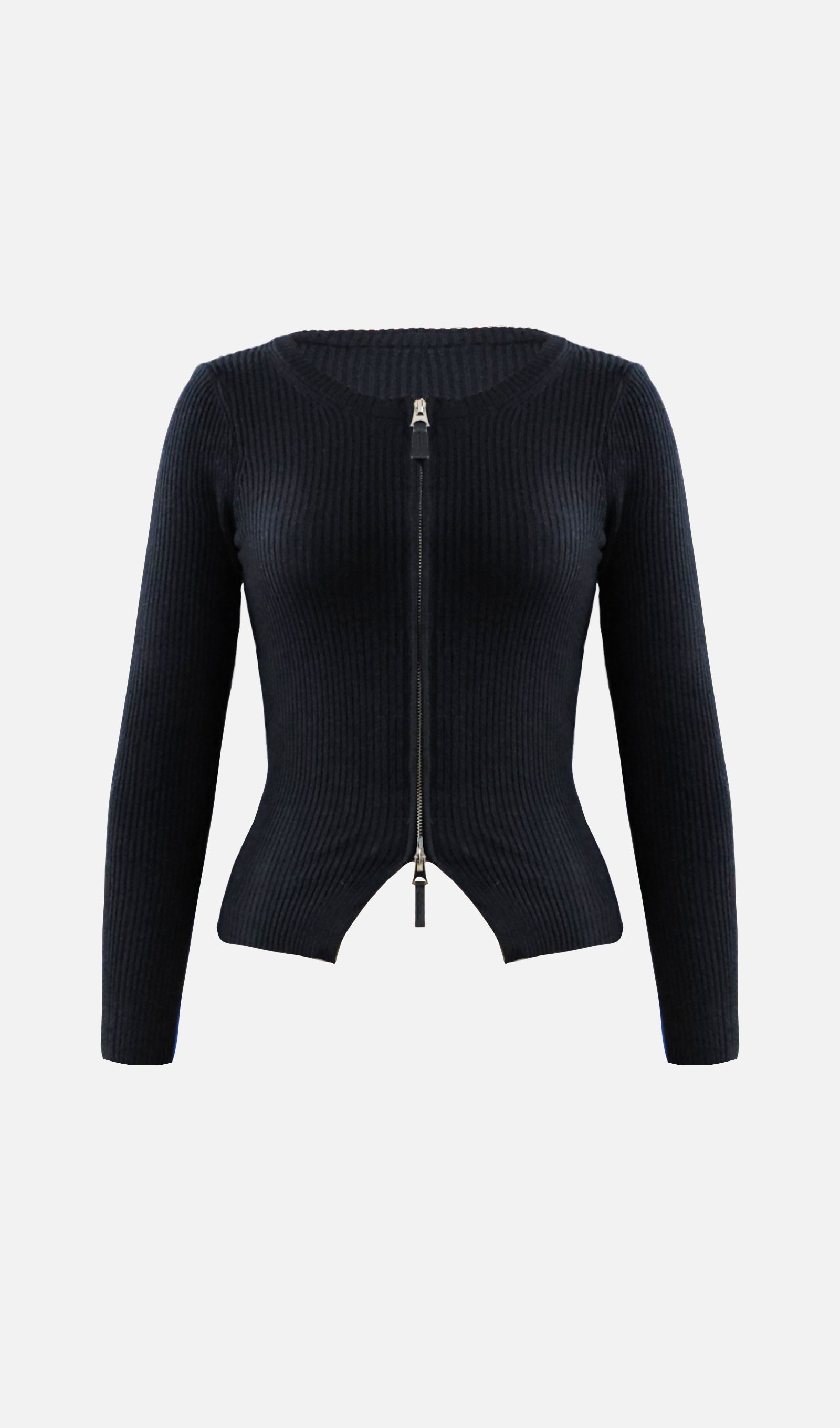 Fermuarlı Ribana Örgü Hırka Üst