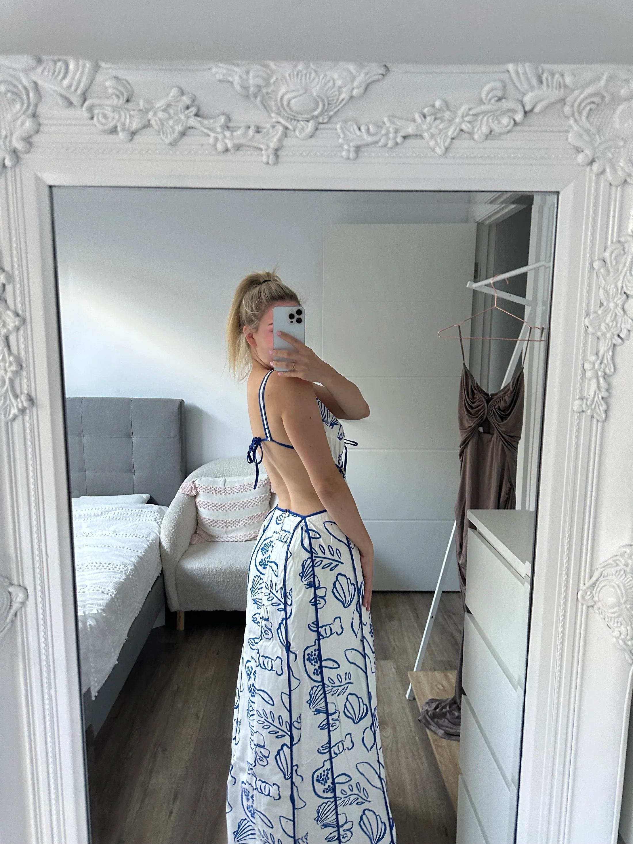 Kıyı Çizgisi Şık Maksi Elbise