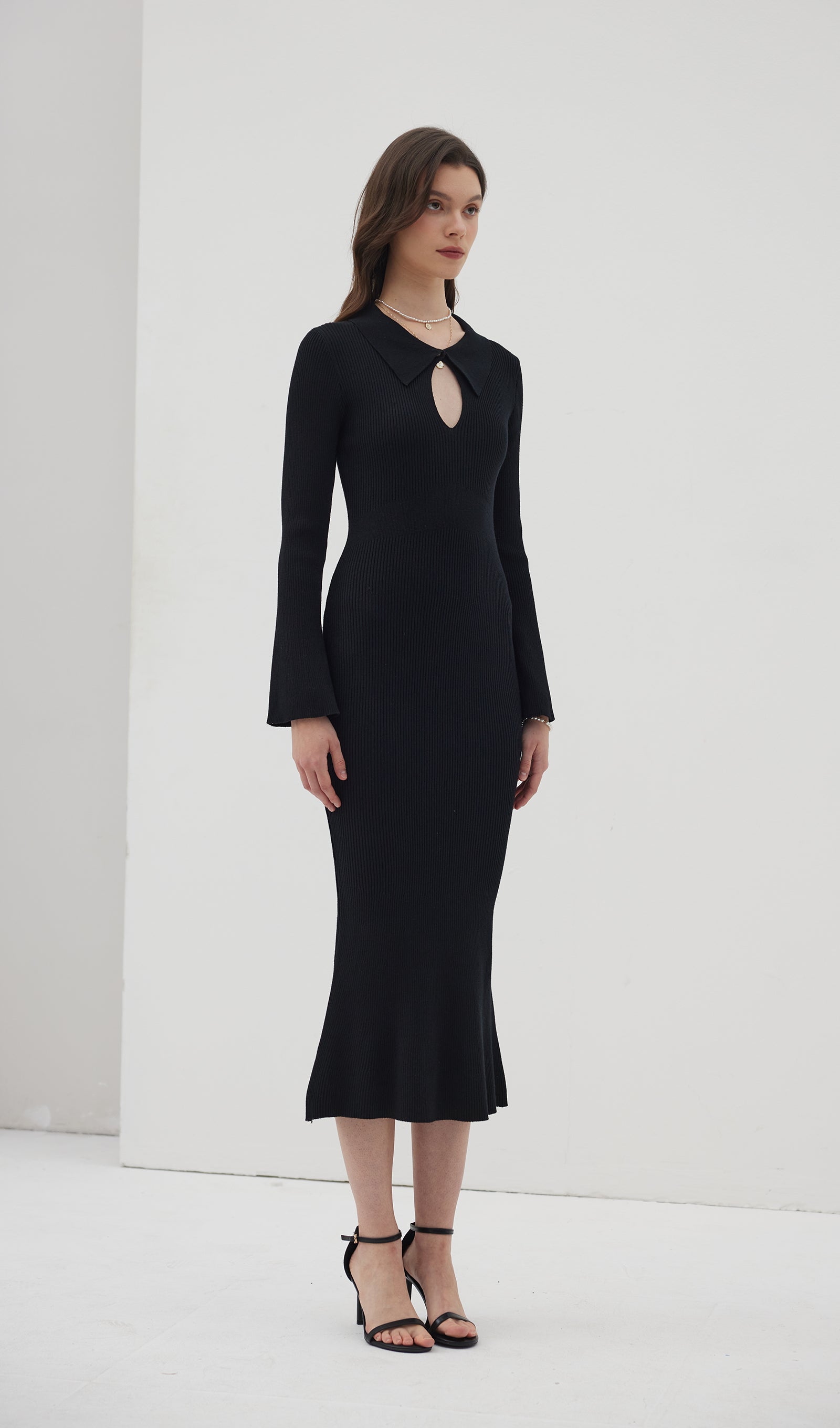 Düz Örme İçi Boş Maksi Elbise