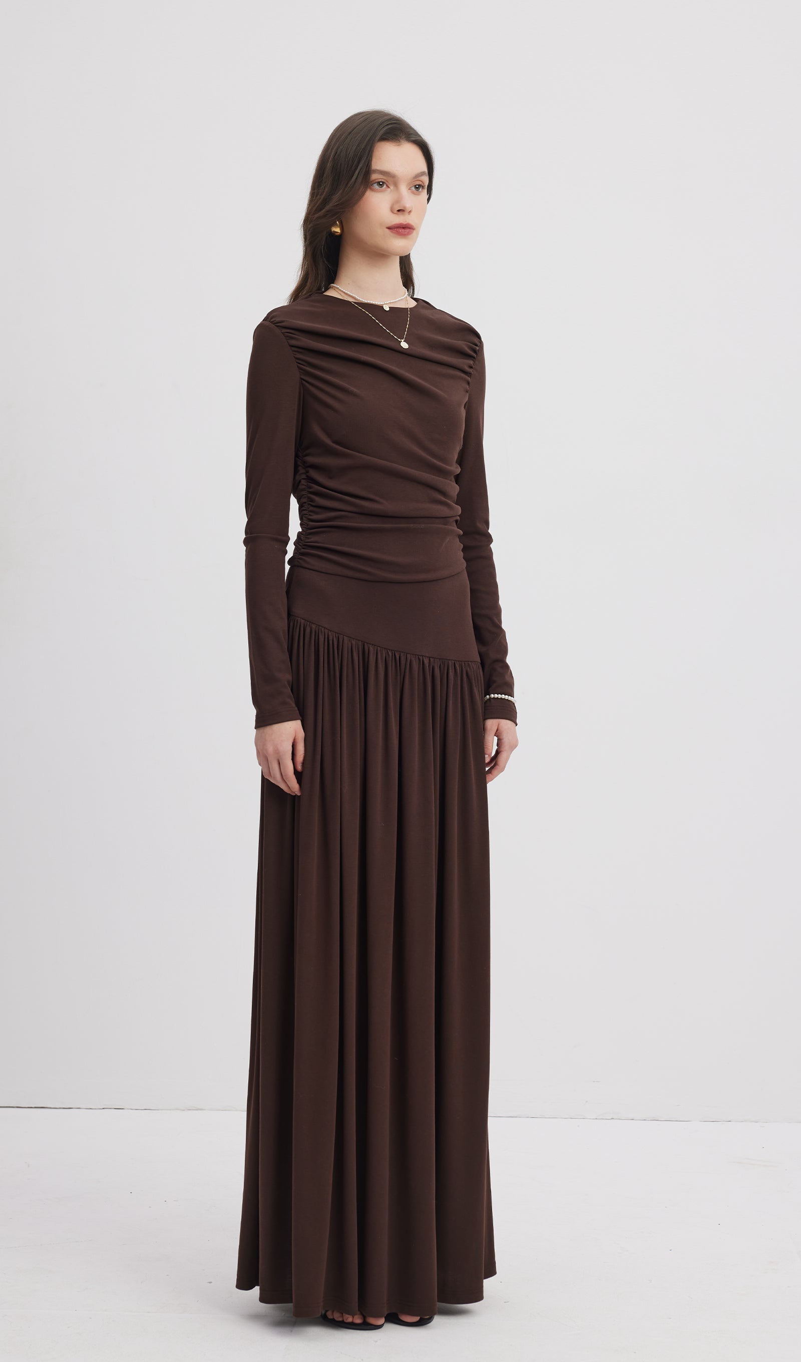 Fırfırlı Örme Maksi Elbise