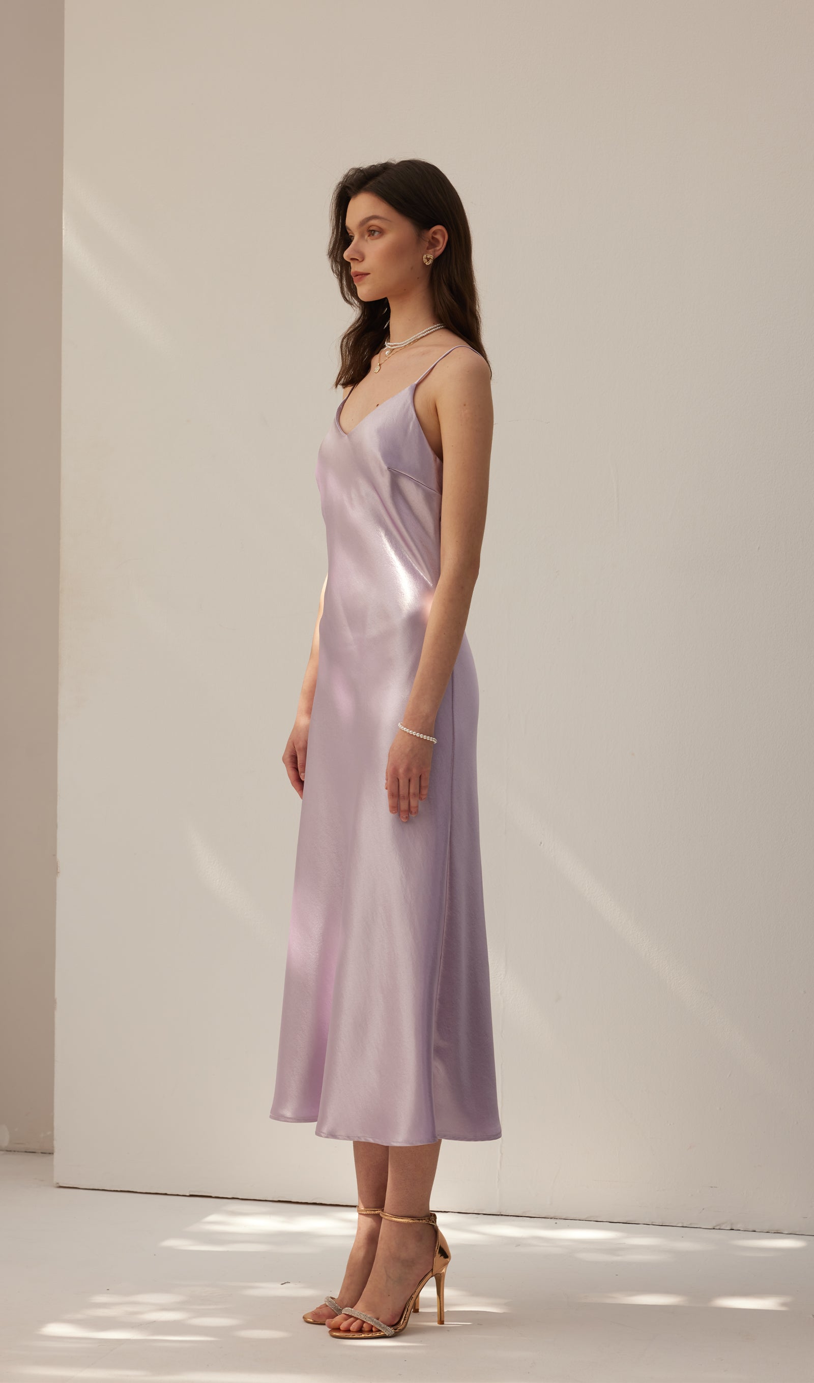 Saten Yelekli Midi Elbise