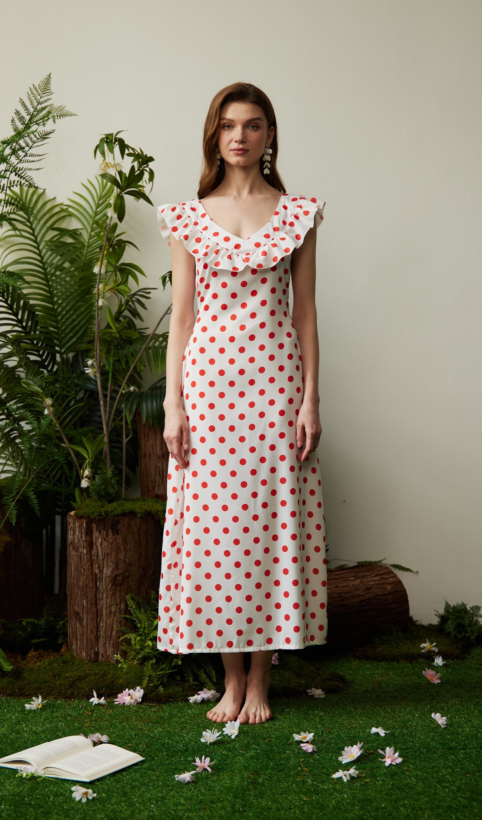 Puantiyeli Maksi Elbise