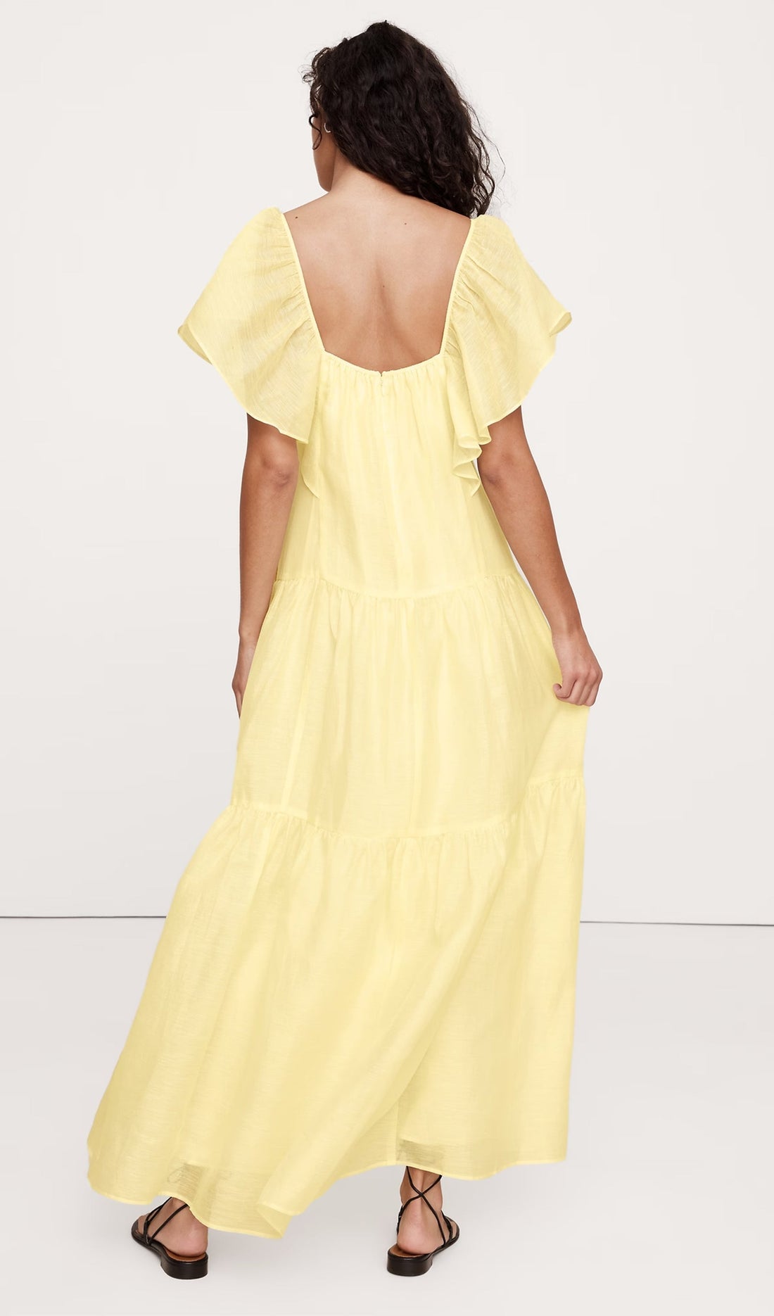 Keten Katmanlı Maksi Elbise